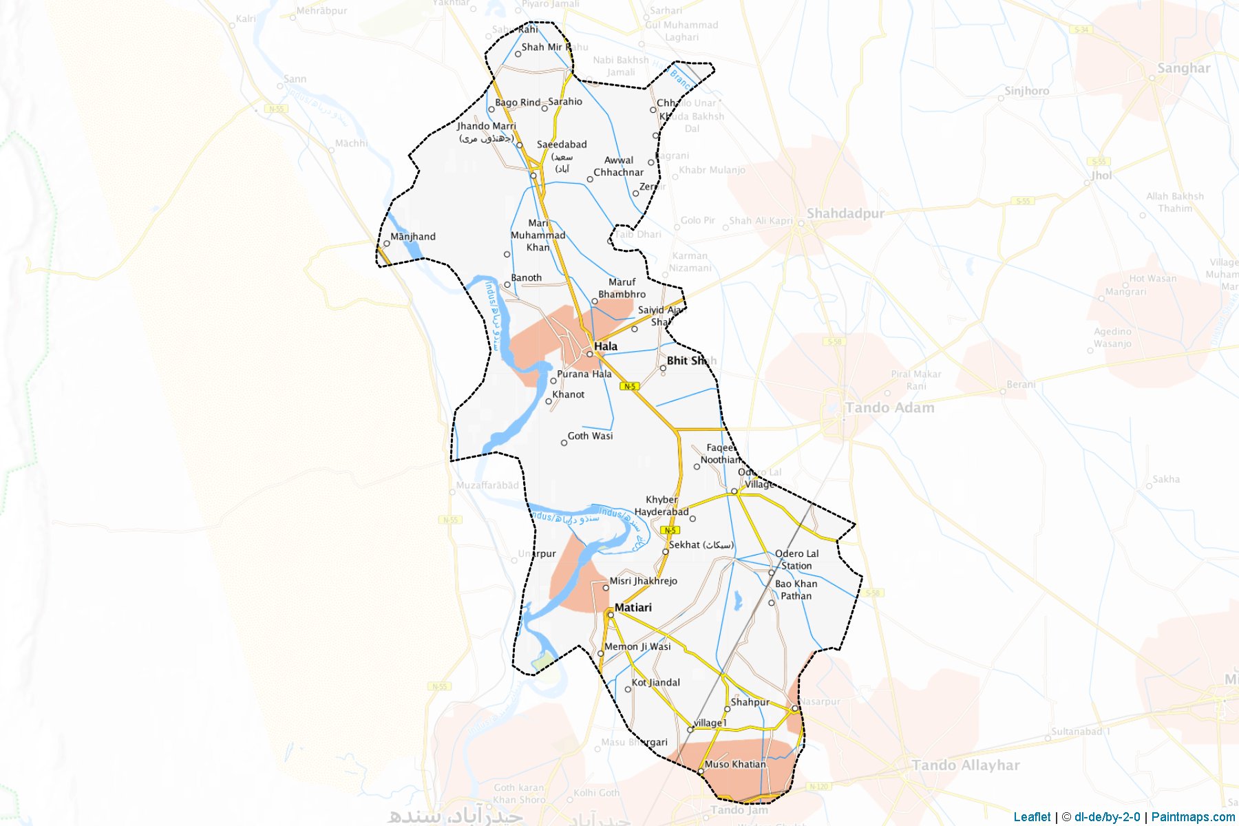 Muestras de recorte de mapas Matiari (Sindh)-1