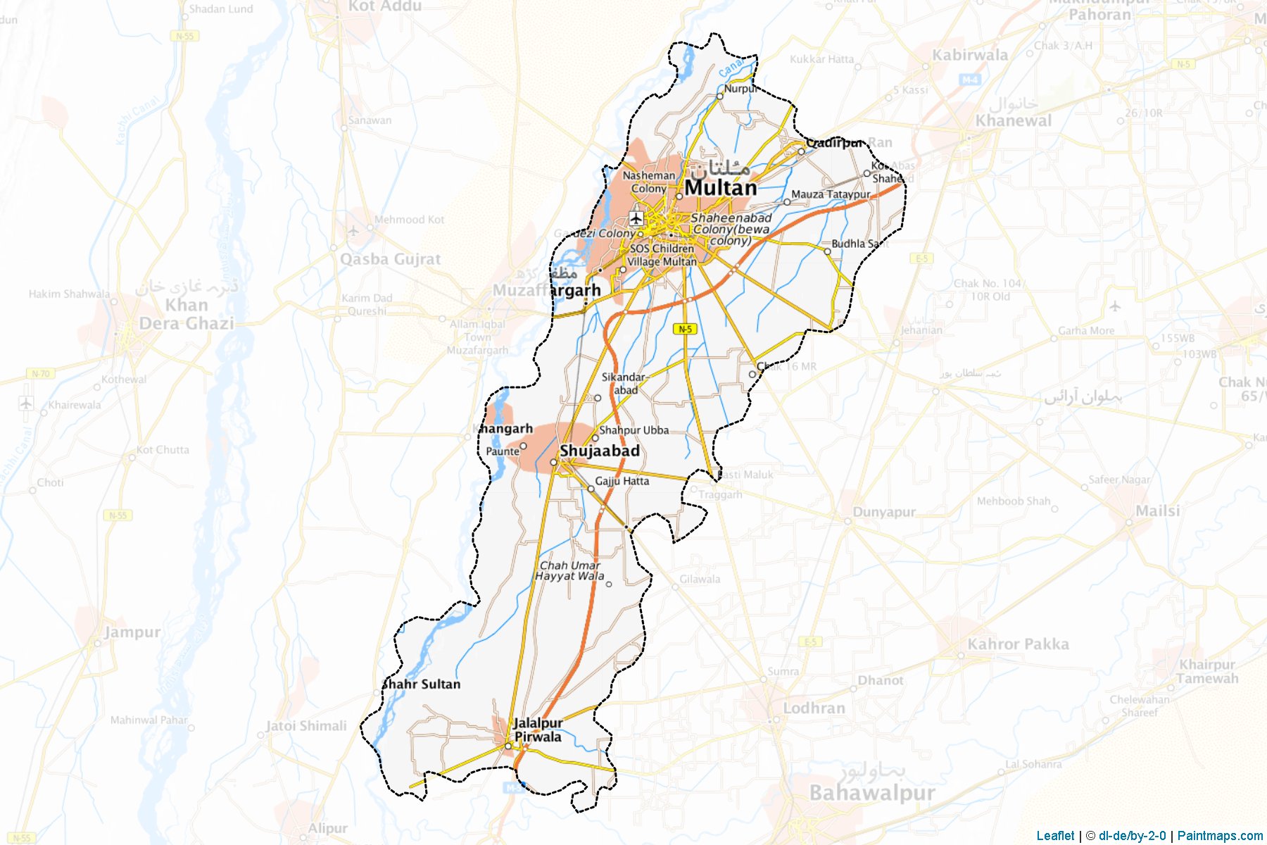 Muestras de recorte de mapas Multan (Punjab)-1