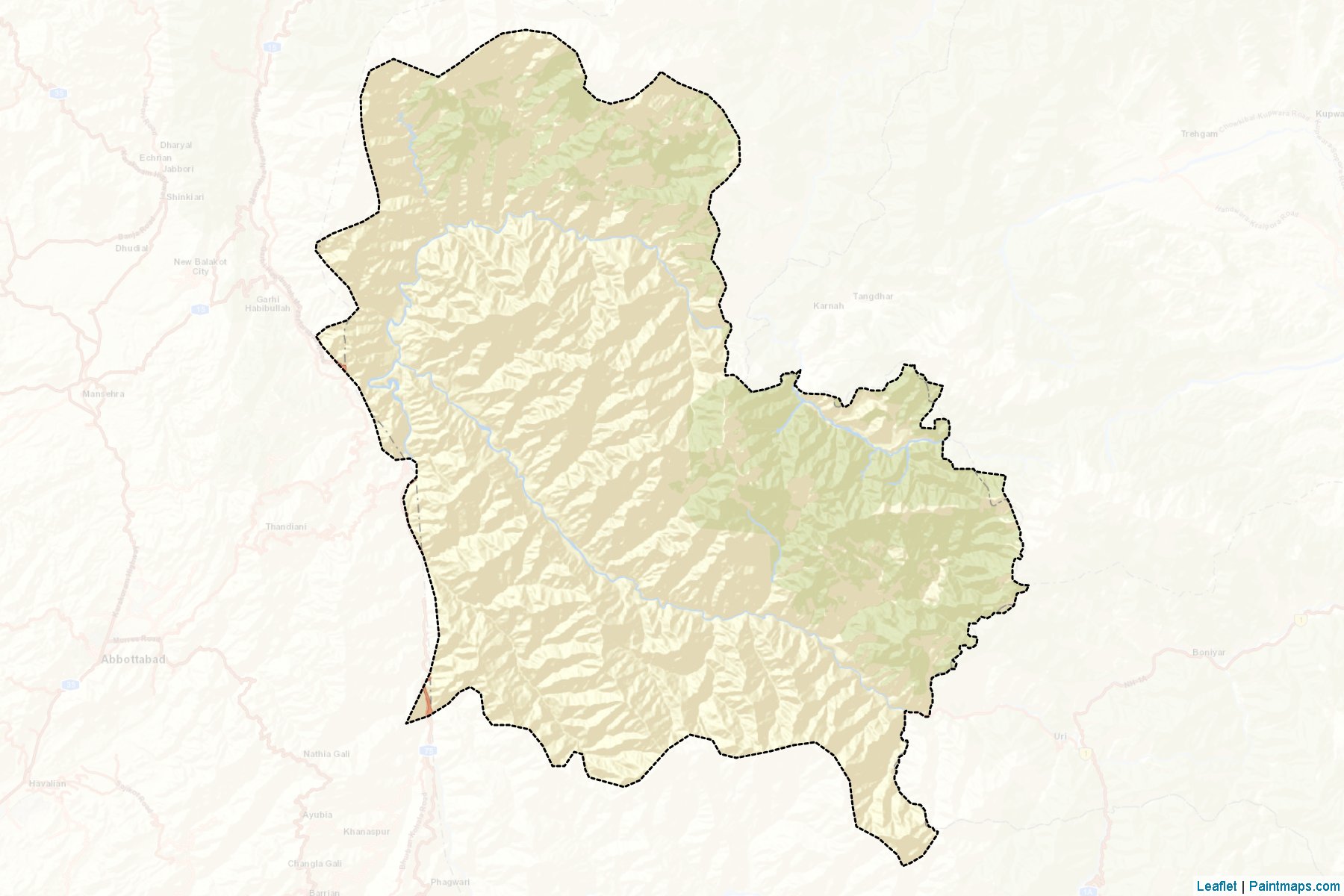 Muzaffarabad (Azad Kashmir) Map Cropping Samples-2