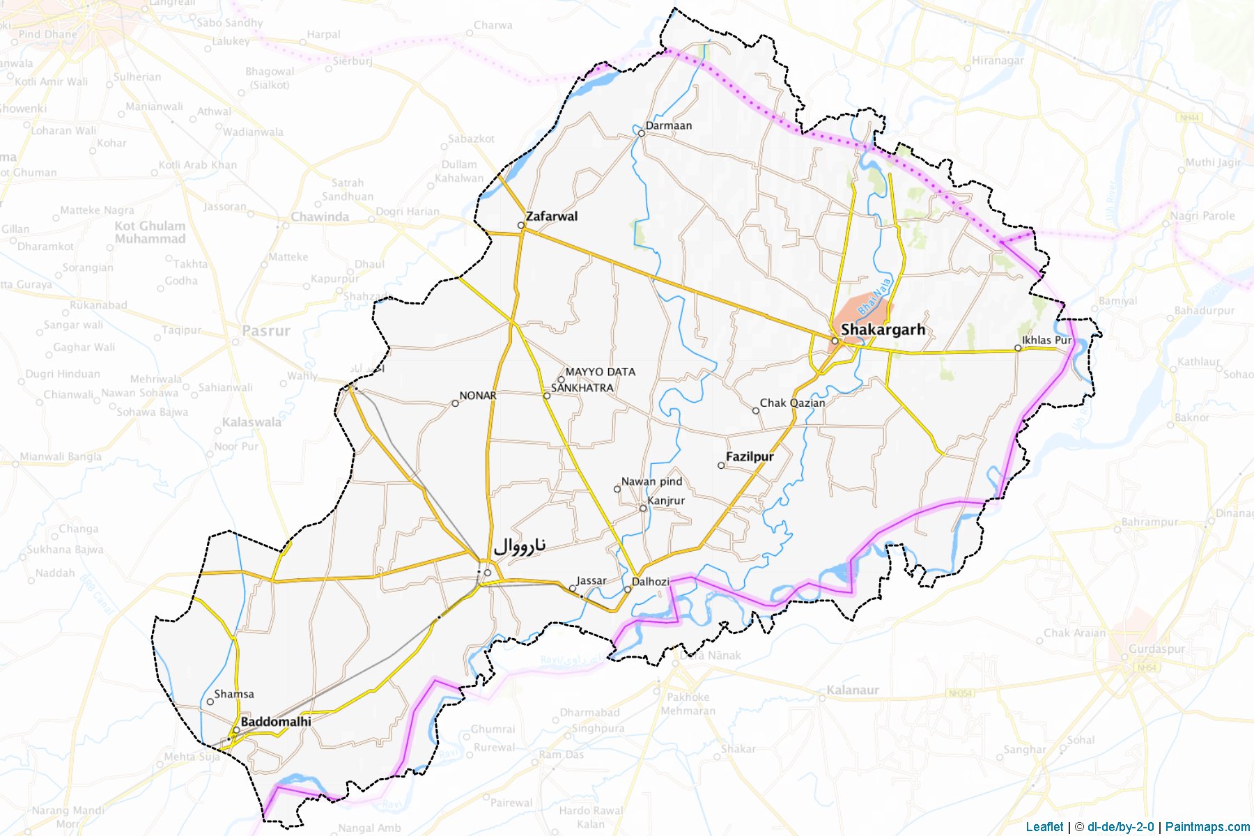 Muestras de recorte de mapas Narowal (Punjab)-1