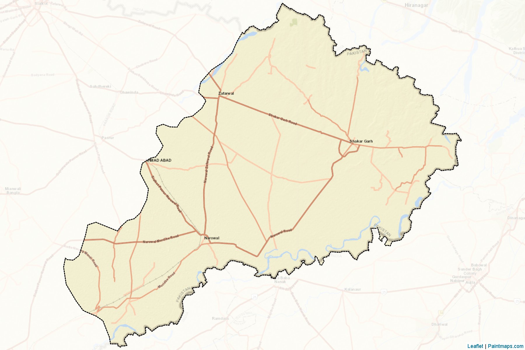 Muestras de recorte de mapas Narowal (Punjab)-2