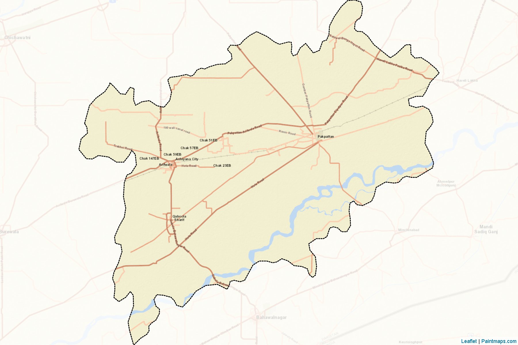 Muestras de recorte de mapas Pakpattan (Punjab)-2