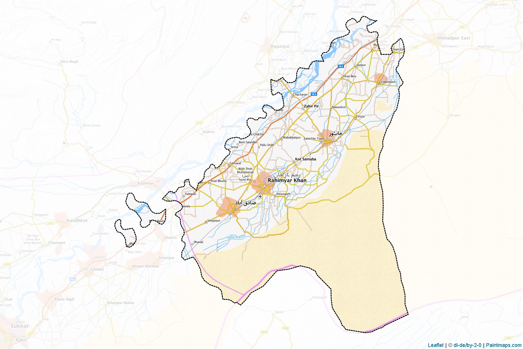 Muestras de recorte de mapas Rahim Yar Khan (Punjab)-1