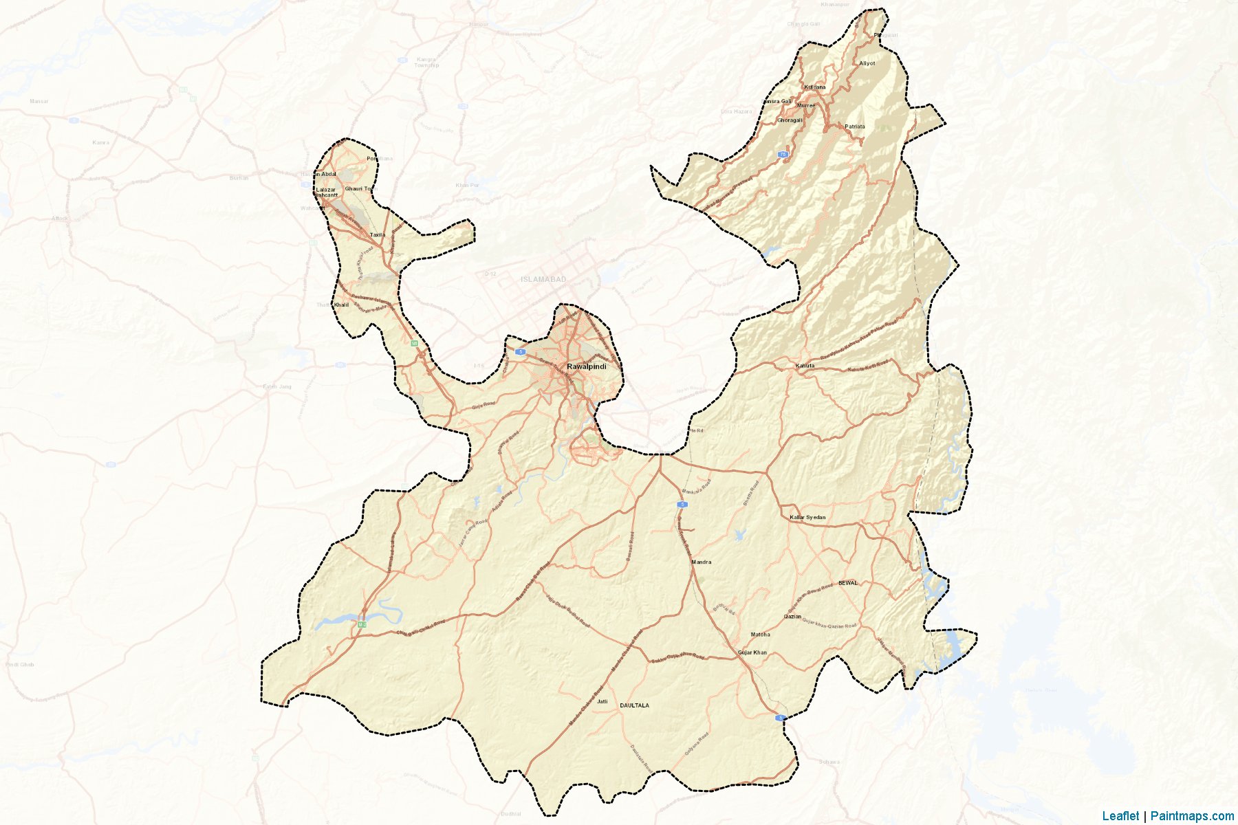 Muestras de recorte de mapas Rawalpindi (Punjab)-2