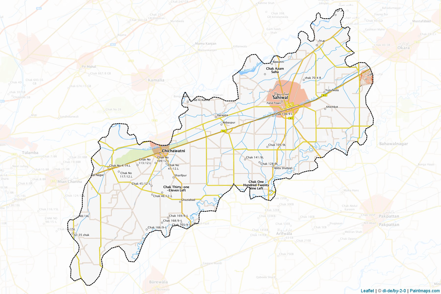 Muestras de recorte de mapas Sahiwal (Punjab)-1