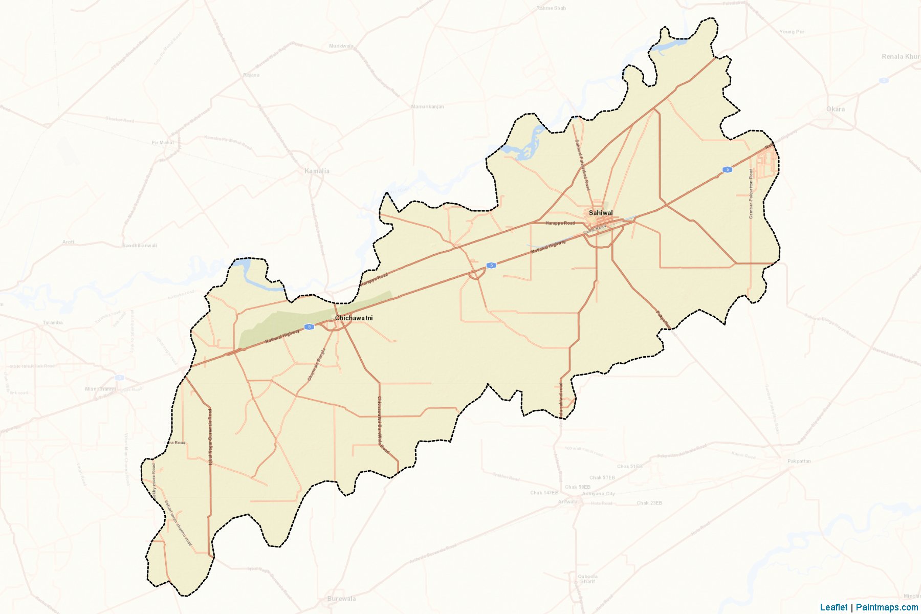 Muestras de recorte de mapas Sahiwal (Punjab)-2