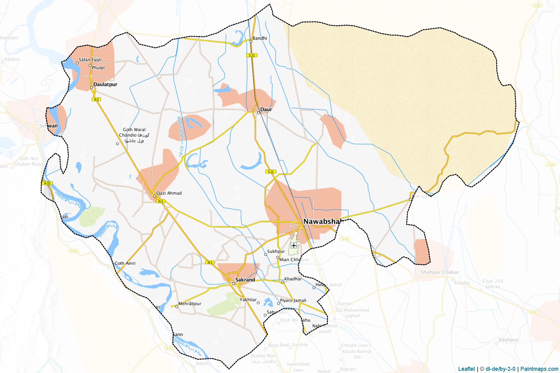 Muestras de recorte de mapas Shaheed Benazirabad (Sindh)-1