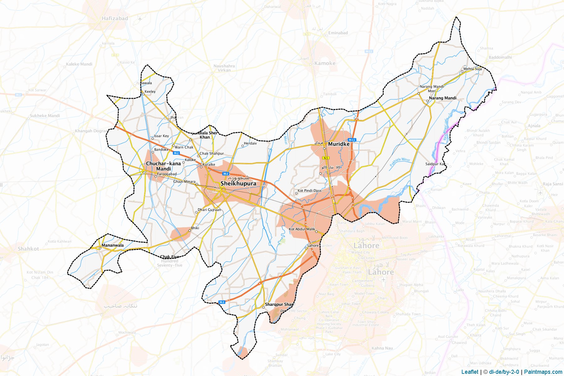 Muestras de recorte de mapas Sheikhupura (Punjab)-1