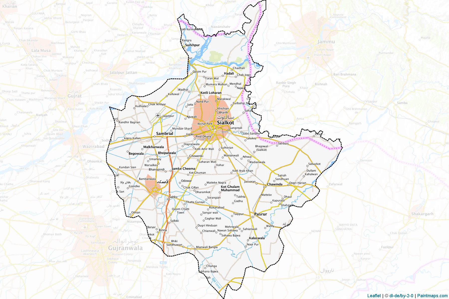 Muestras de recorte de mapas Sialkot (Punjab)-1