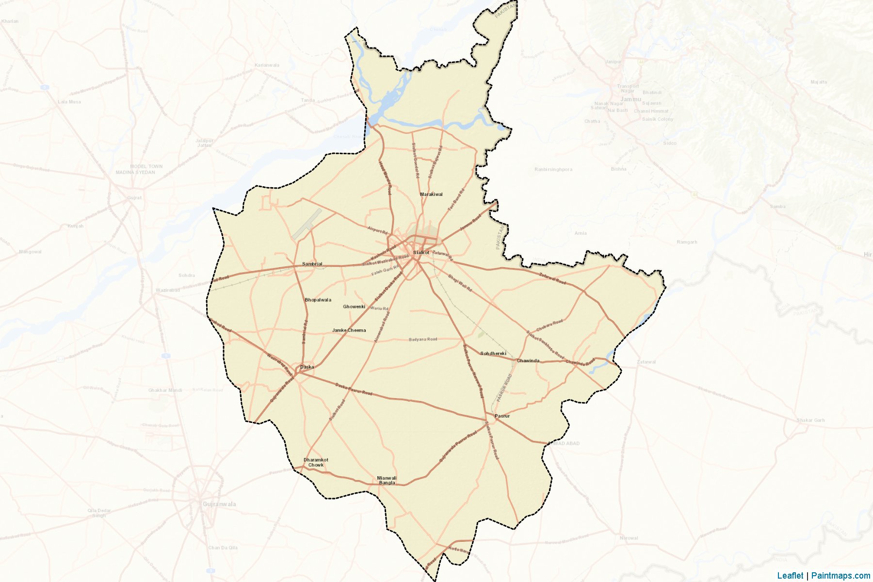 Muestras de recorte de mapas Sialkot (Punjab)-2