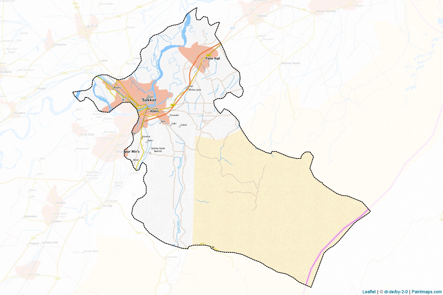 Muestras de recorte de mapas Sukkur (Sindh)-1