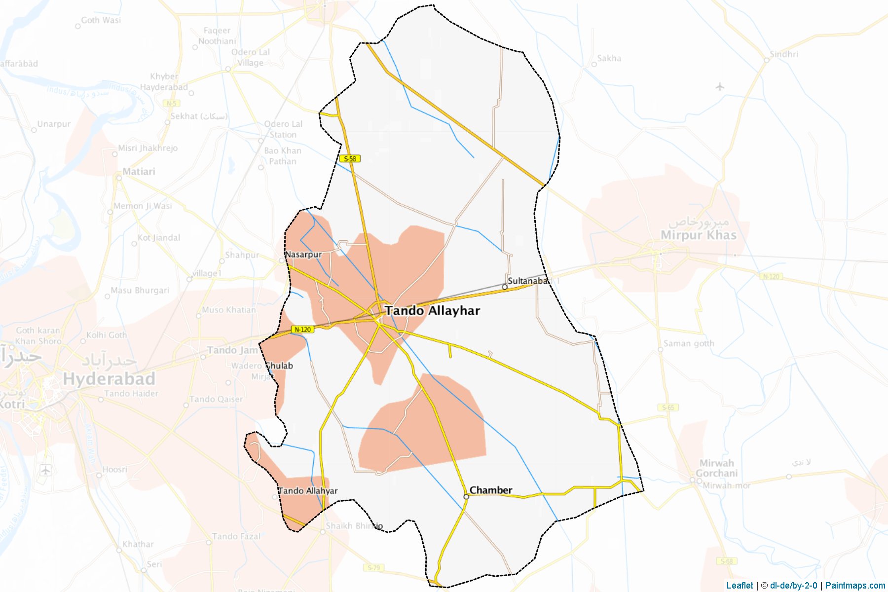 Muestras de recorte de mapas Tando Allah Yar (Sindh)-1