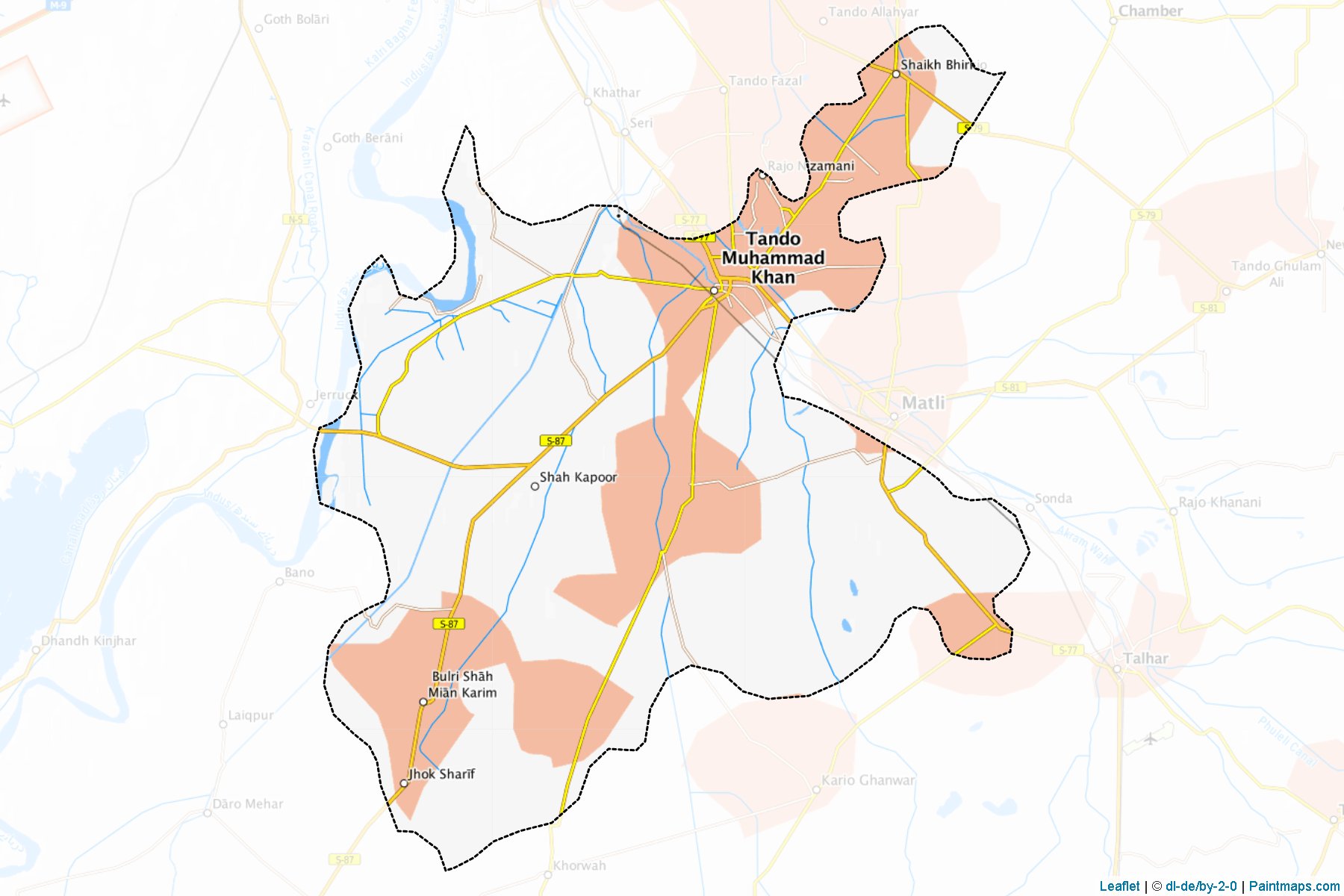 Crear mapas (Leaflet,OSM) imprimibles de Tando Muhammad Khan con ...