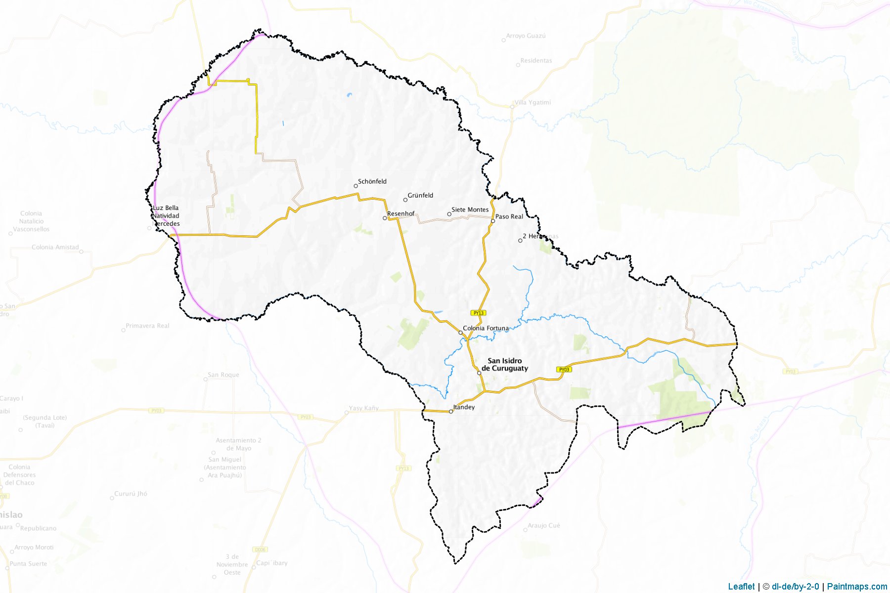 Muestras de recorte de mapas Curuguaty (Canindeyú)-1