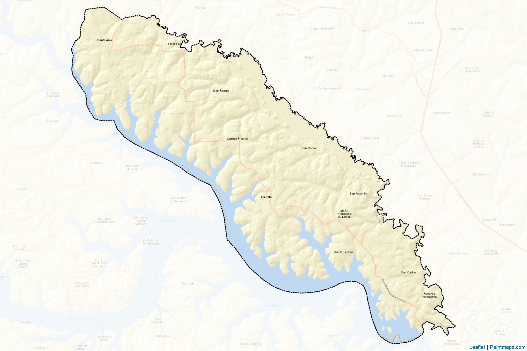 Muestras de recorte de mapas Mariscal Francisco Solano Lope (Caaguazú)-2