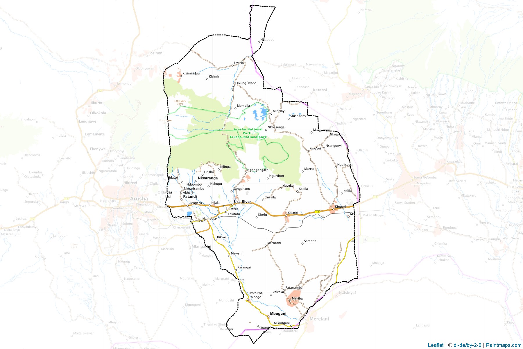 Muestras de recorte de mapas Meru (Arusha)-1