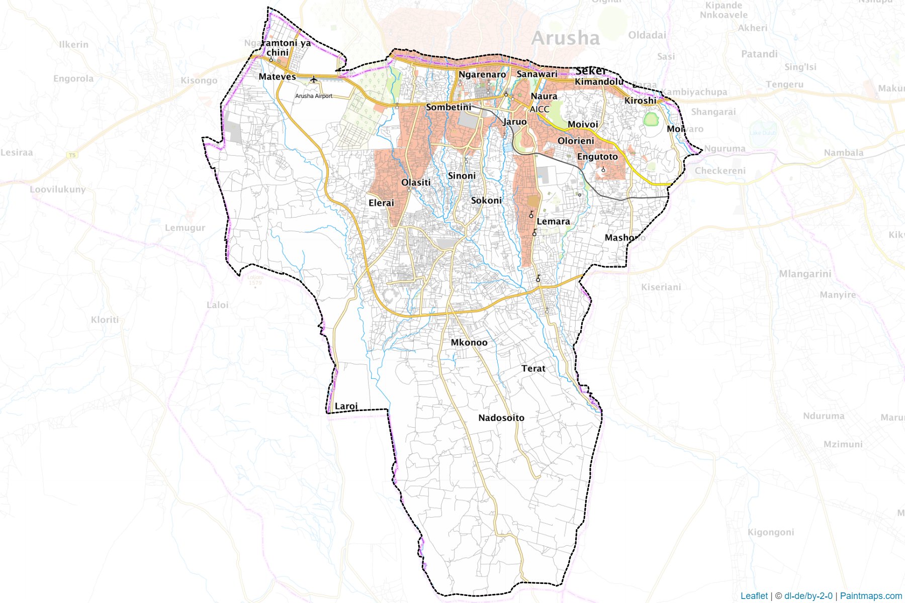 Arusha Urban (Arusha Region) Haritası Örnekleri-1