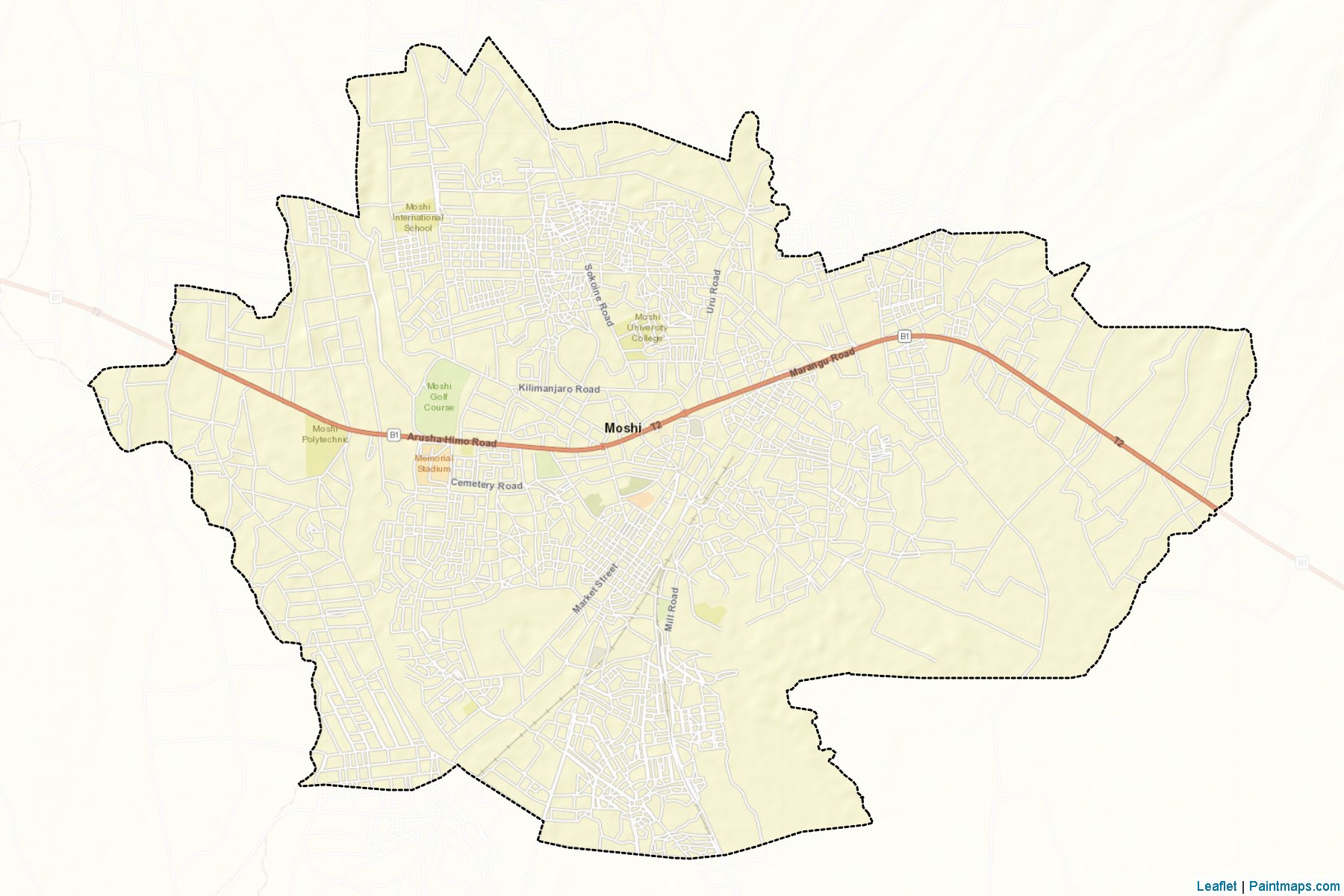 Muestras de recorte de mapas Moshi Municipal (Kilimanjaro)-2