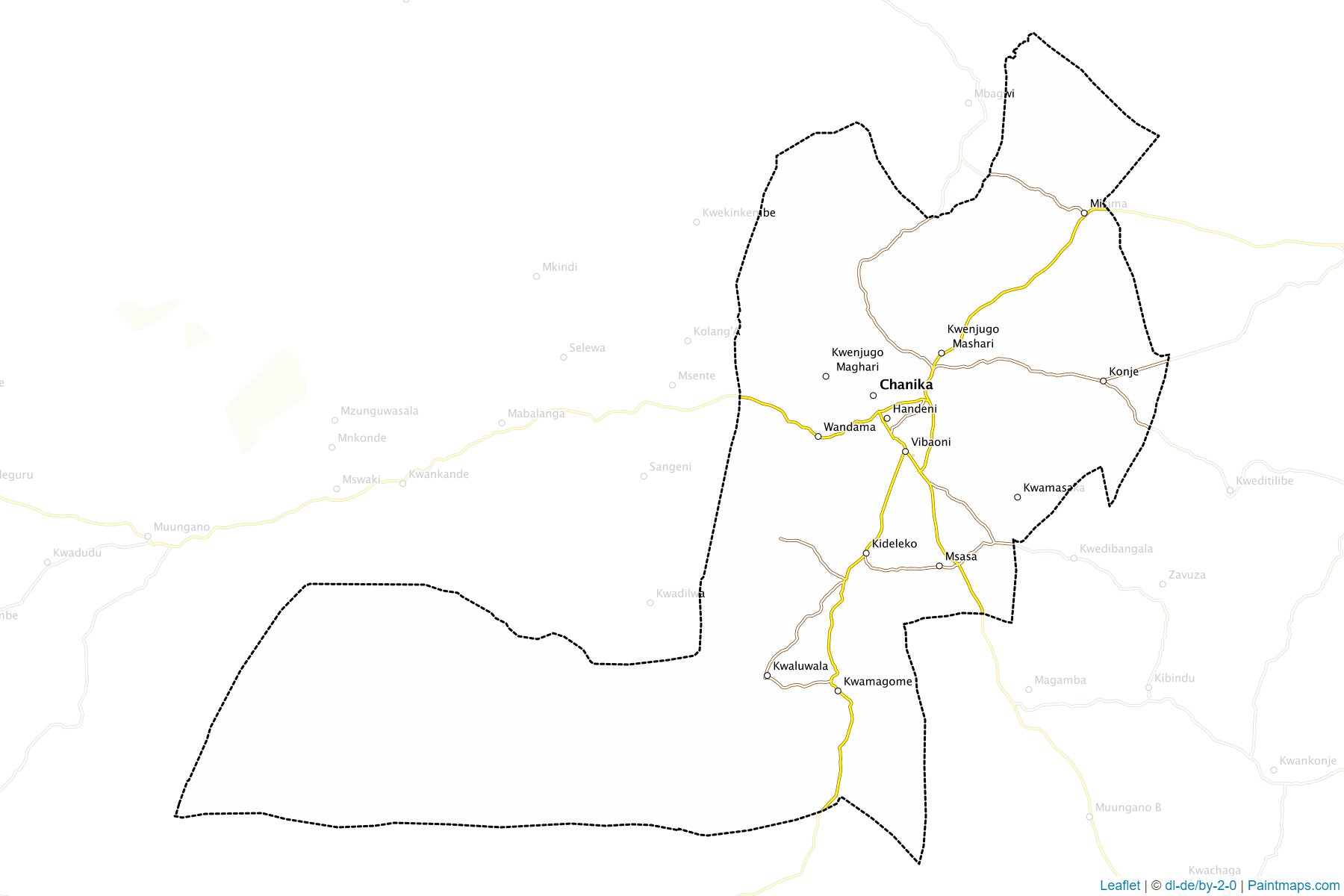 Muestras de recorte de mapas Handeni Township Authority (Tanga)-1