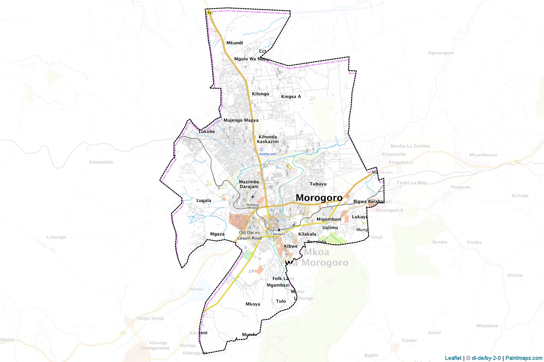 Muestras de recorte de mapas Morogoro Urban (Morogoro)-1