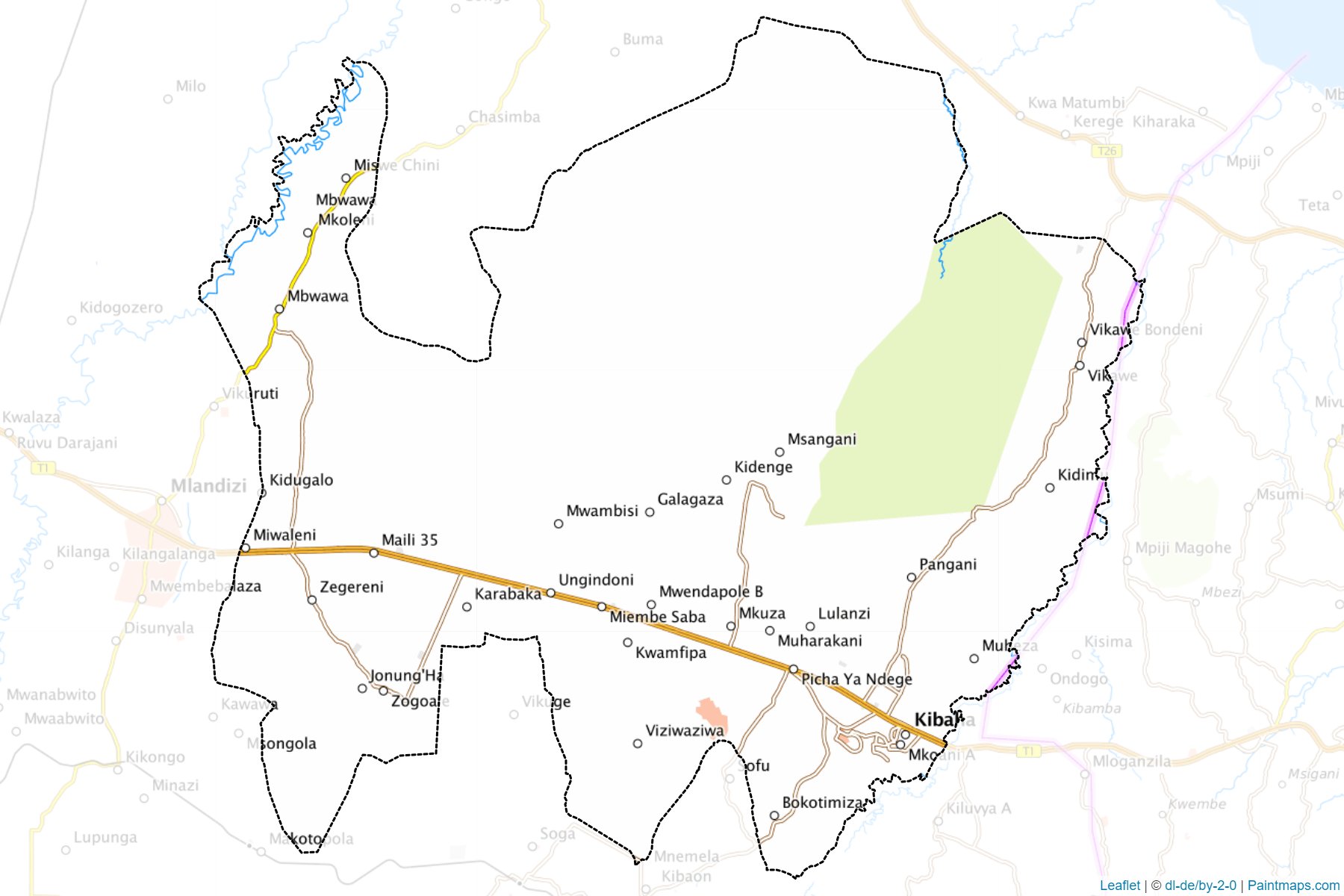 Muestras de recorte de mapas Kibaha Urban (Pwani)-1