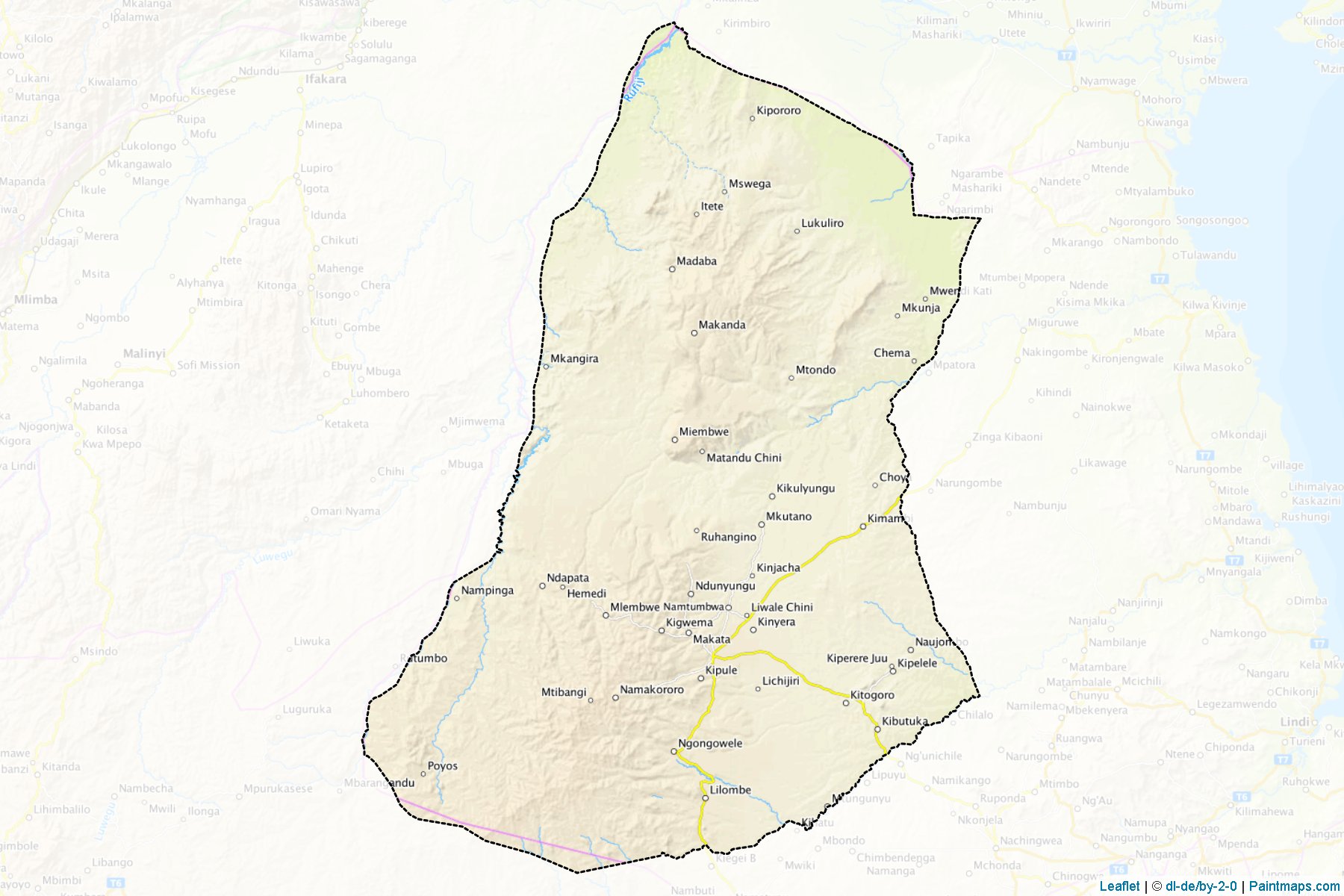 Muestras de recorte de mapas Liwale (Lindi)-1