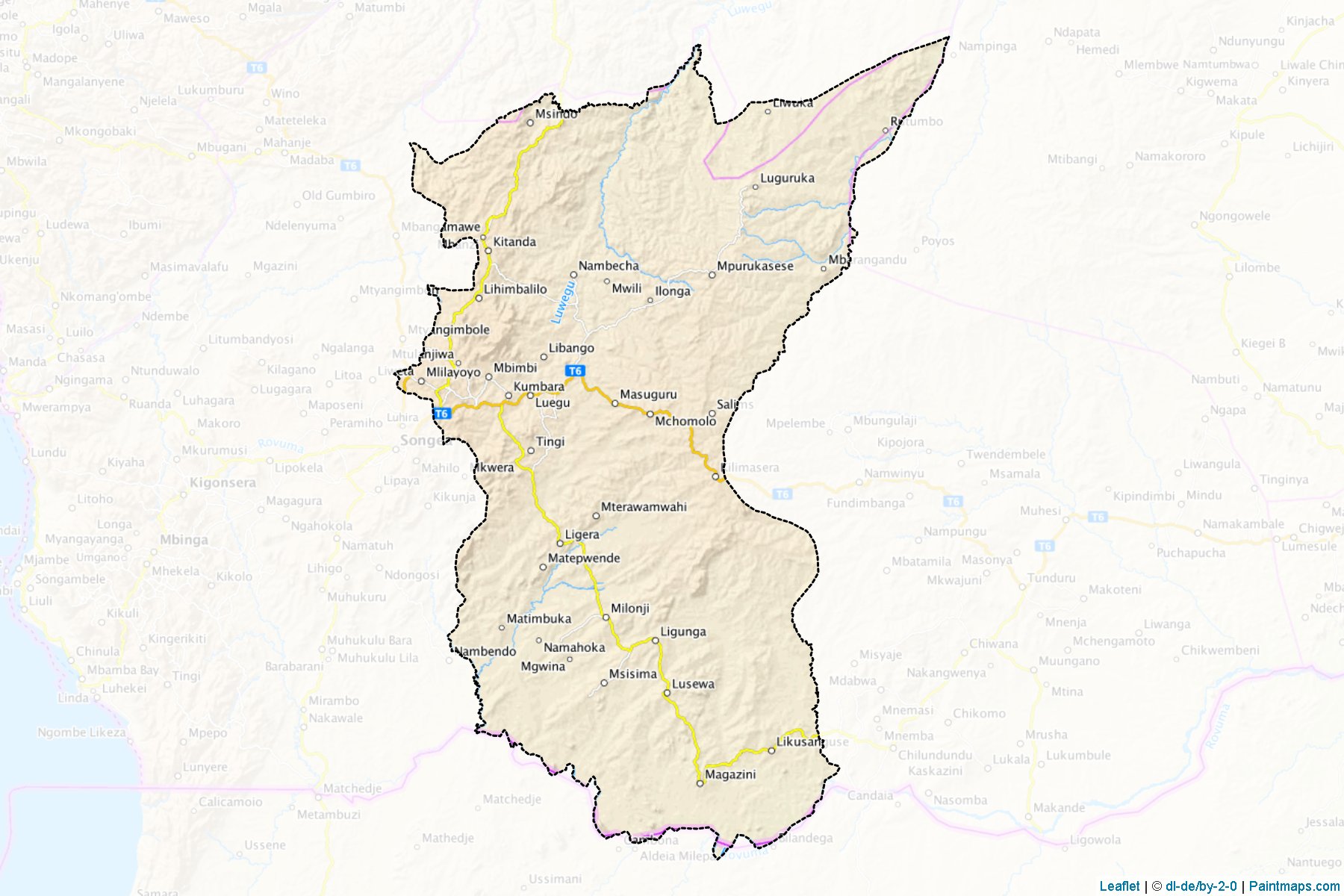 Muestras de recorte de mapas Namtumbo (Ruvuma)-1