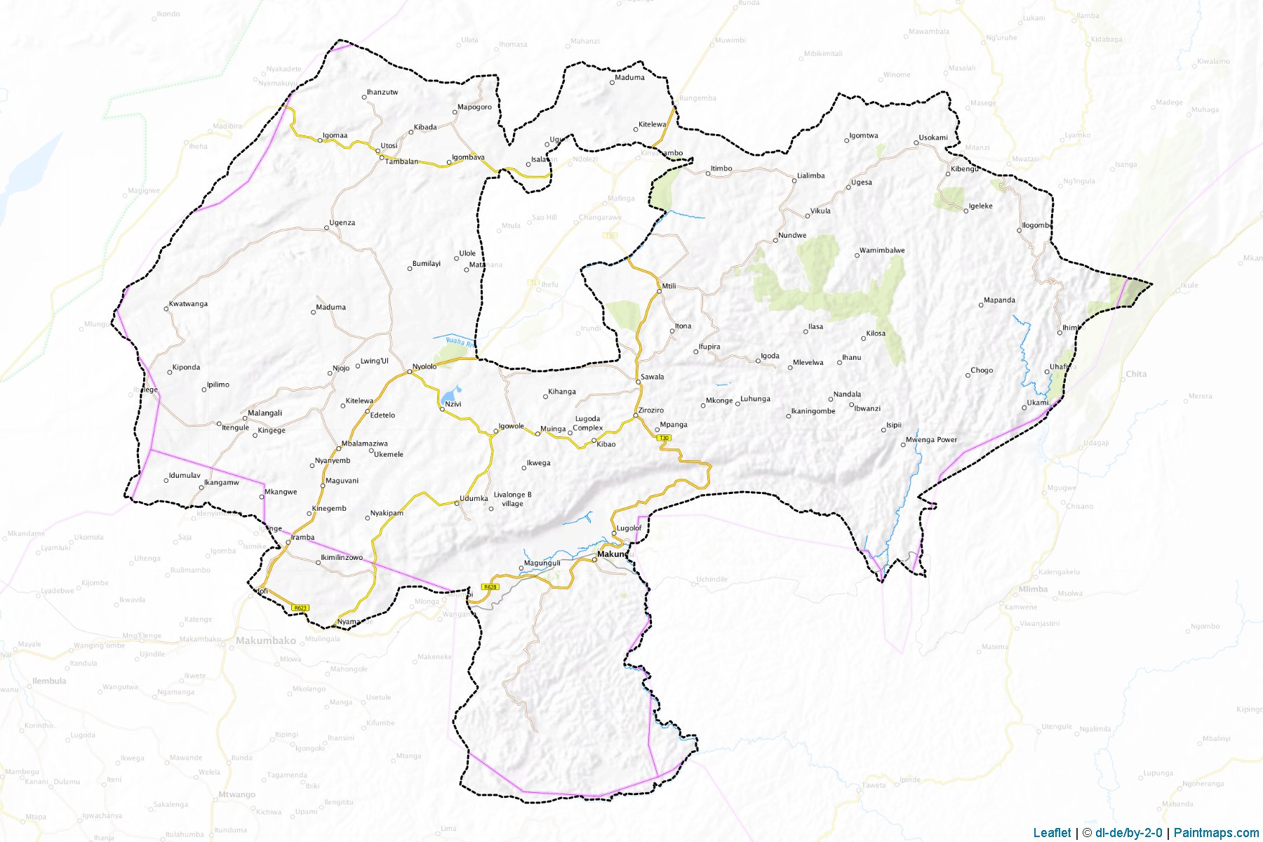 Muestras de recorte de mapas Mufindi (Iringa)-1