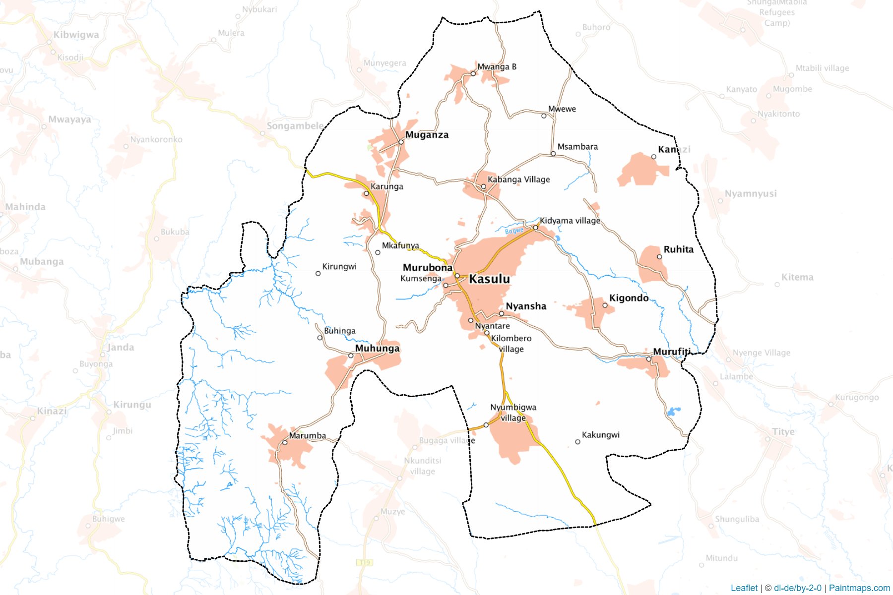 Muestras de recorte de mapas Kasulu Township Authority (Kigoma)-1