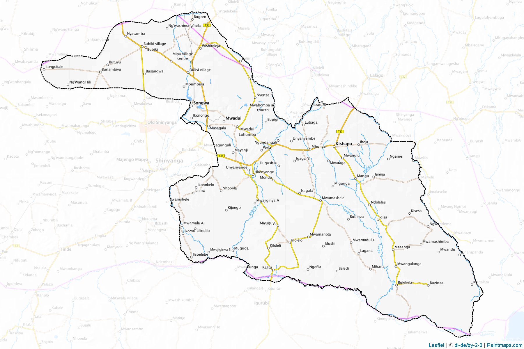 Muestras de recorte de mapas Kishapu (Shinyanga)-1