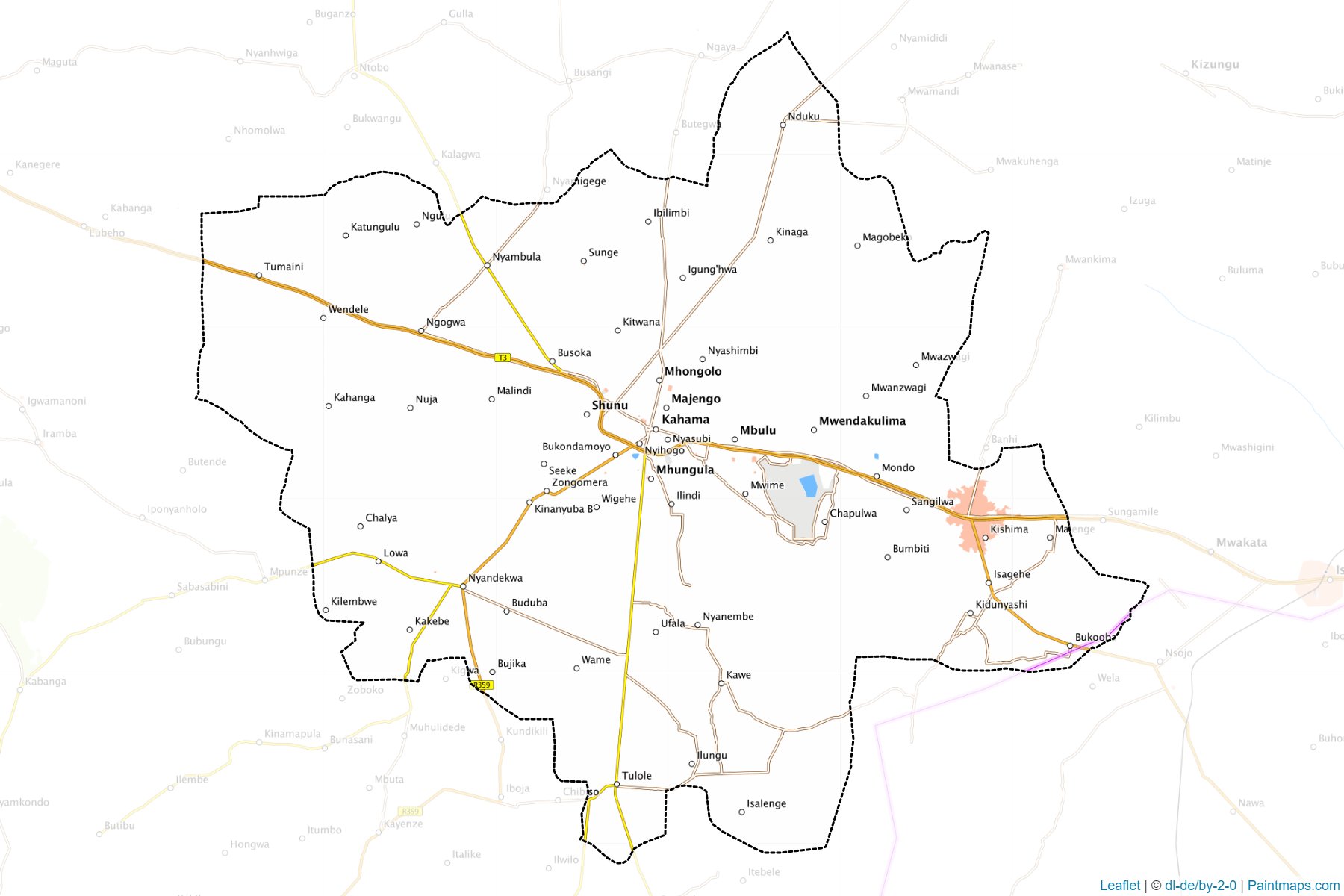 Muestras de recorte de mapas Kahama Township Authority (Shinyanga)-1