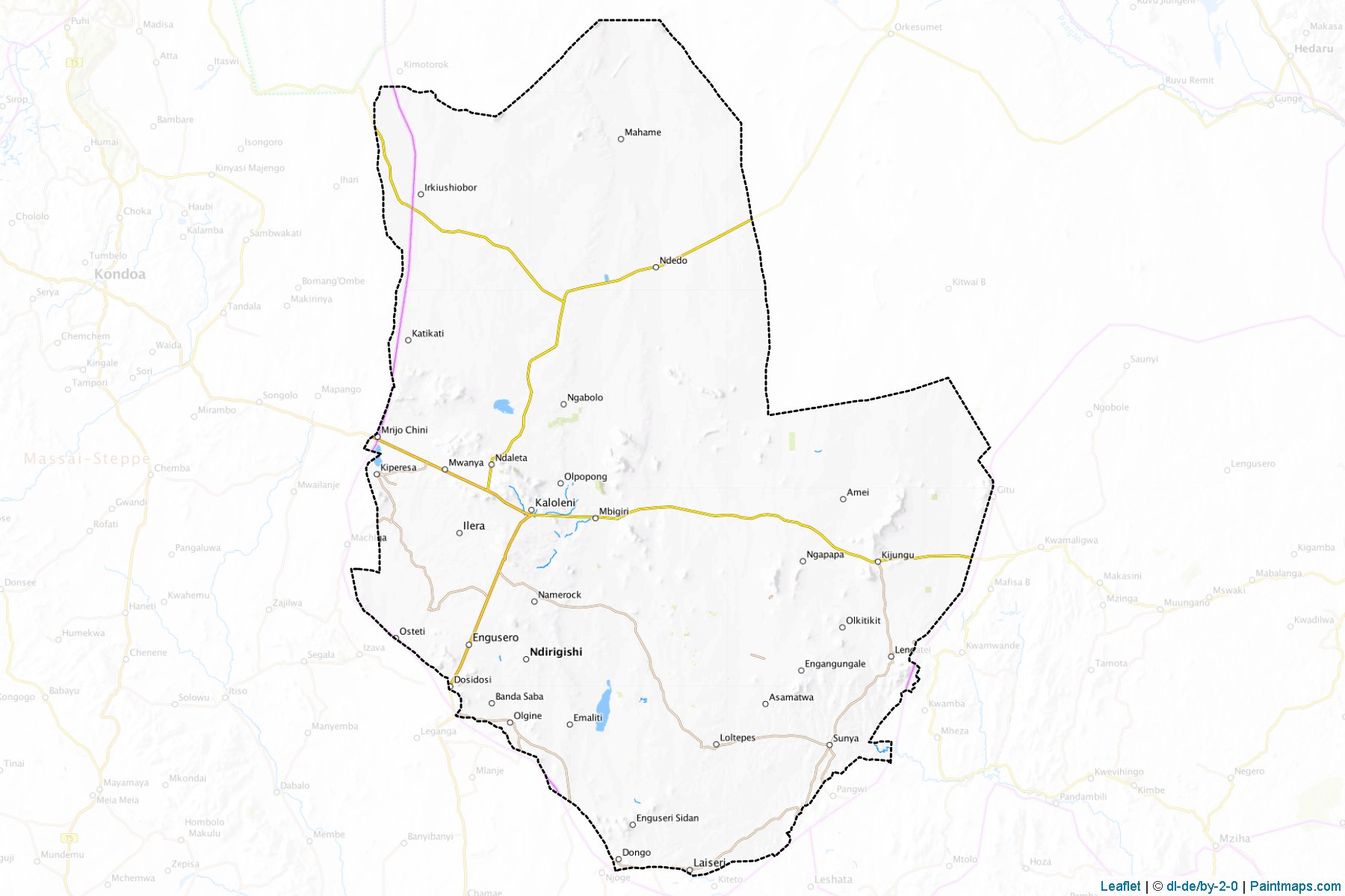 Muestras de recorte de mapas Kiteto (Manyara)-1