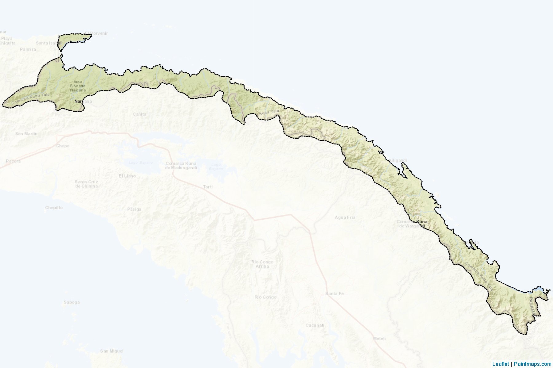 Muestras de recorte de mapas Comarca Kuna Yala (Kuna Yala)-2