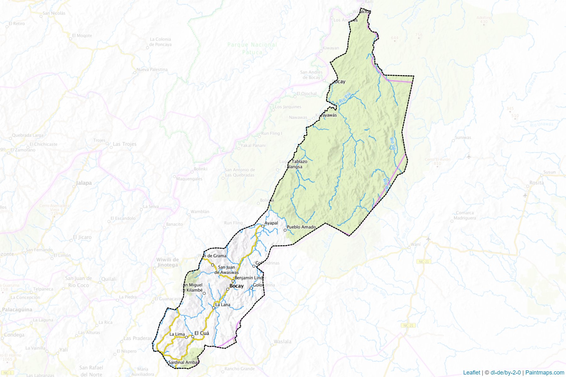 Muestras de recorte de mapas El Cua (Jinotega)-1