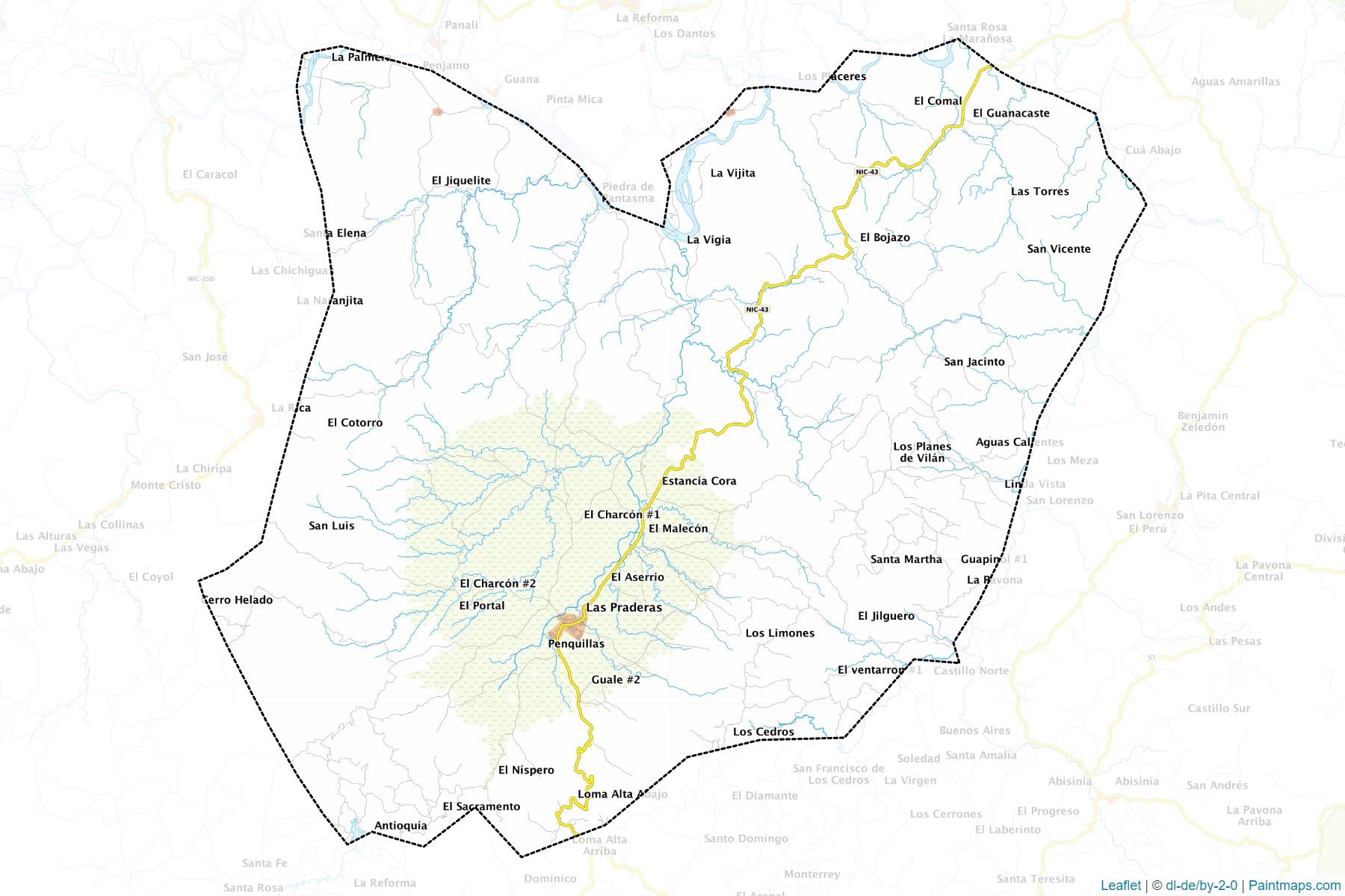 Muestras de recorte de mapas Las Praderas (Jinotega)-1