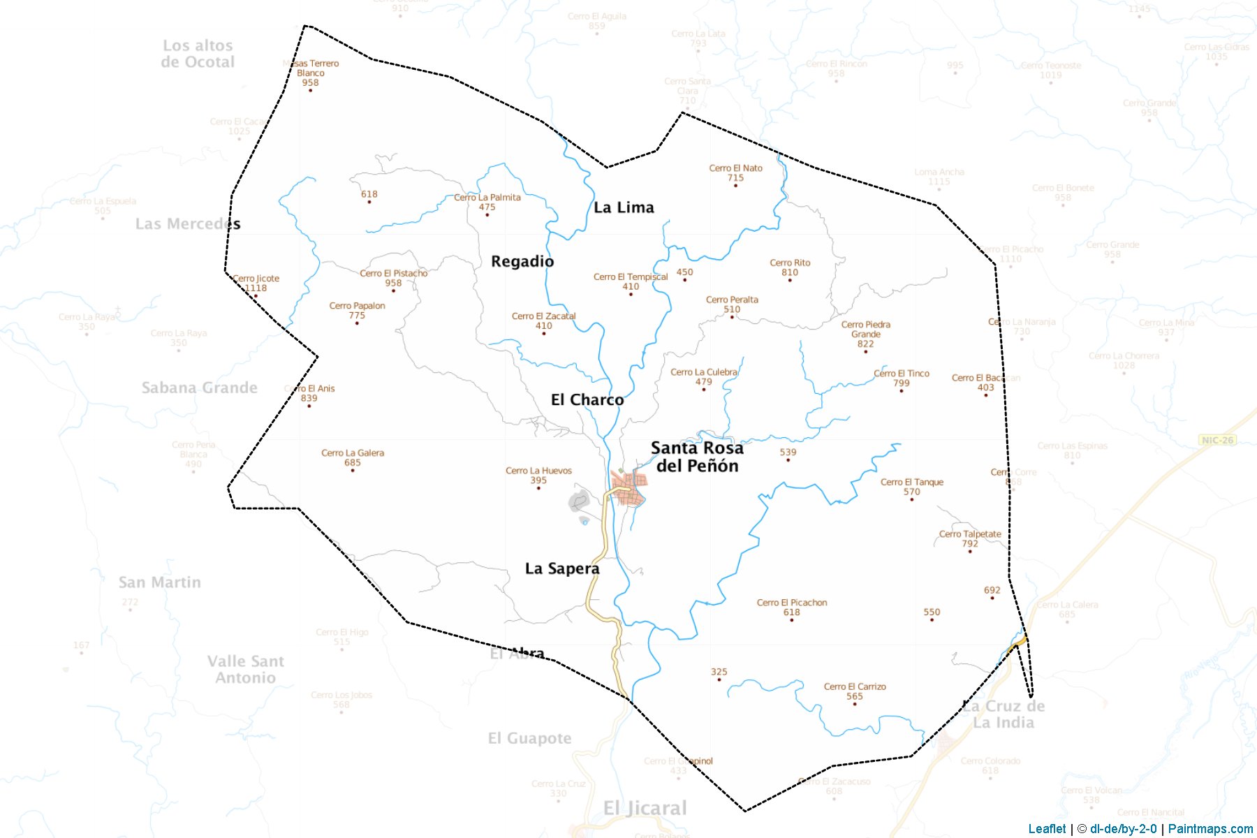 Muestras de recorte de mapas Santa Rosa Del Penon (León)-1