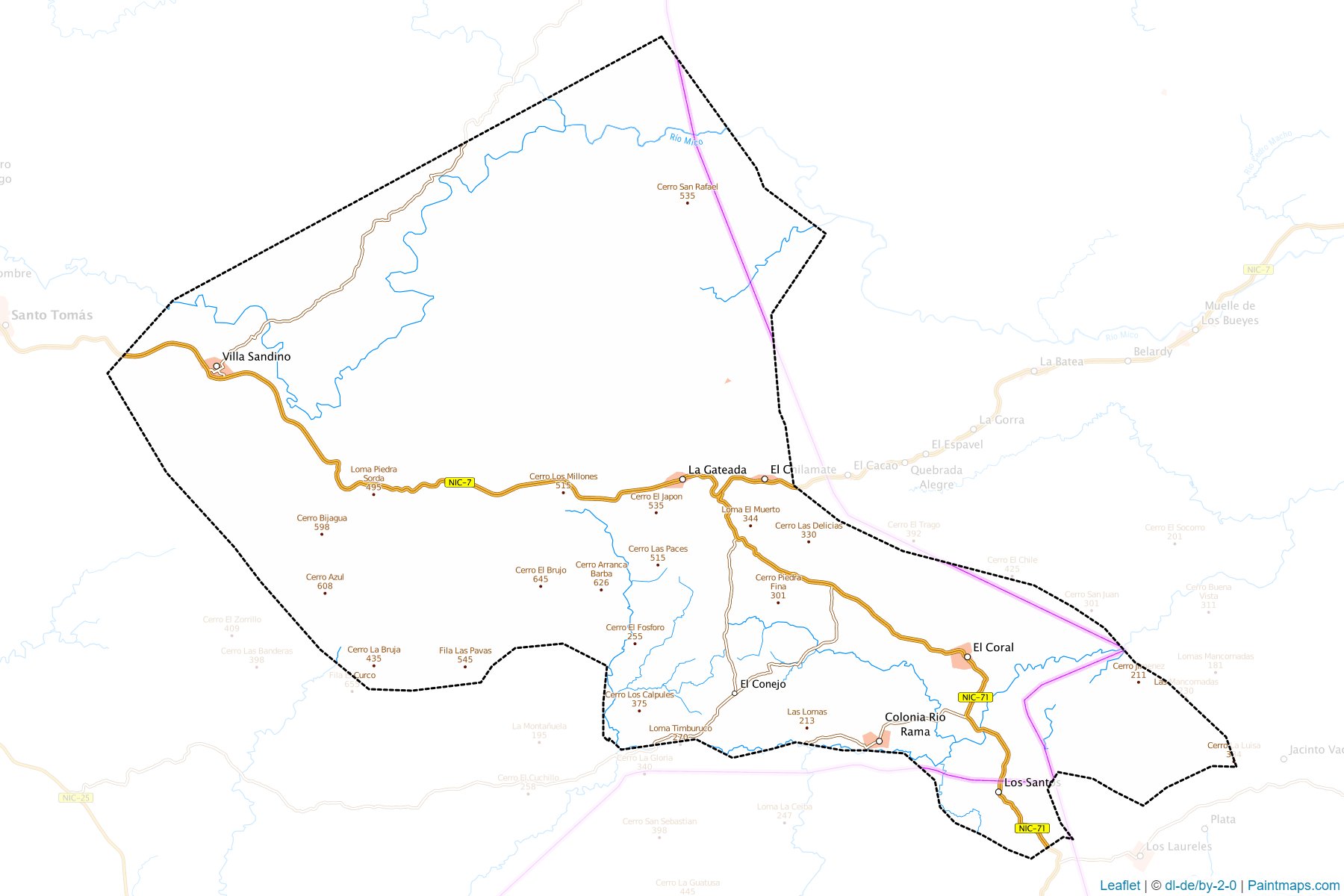 Muestras de recorte de mapas Villa Sandino (Chontales)-1