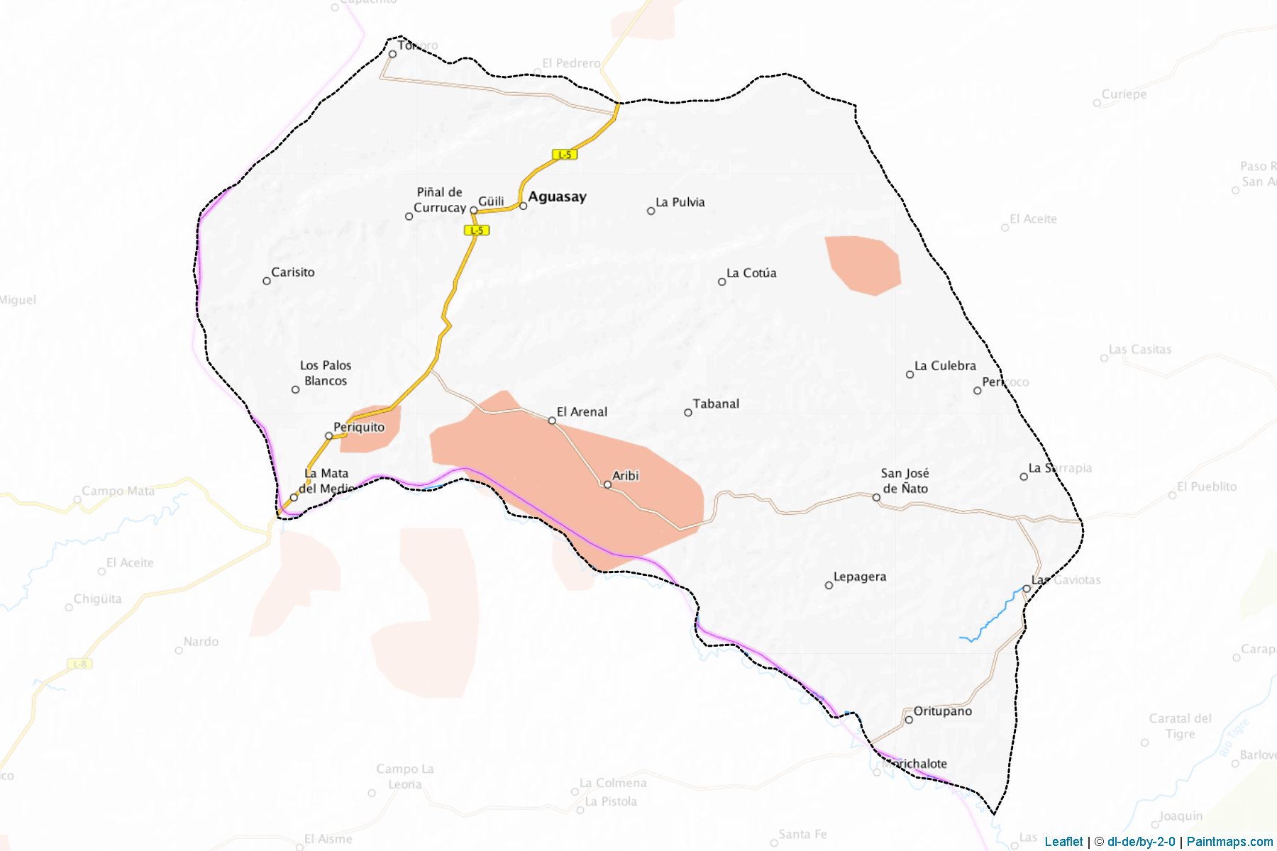 Muestras de recorte de mapas Aguasay (Monagas)-1