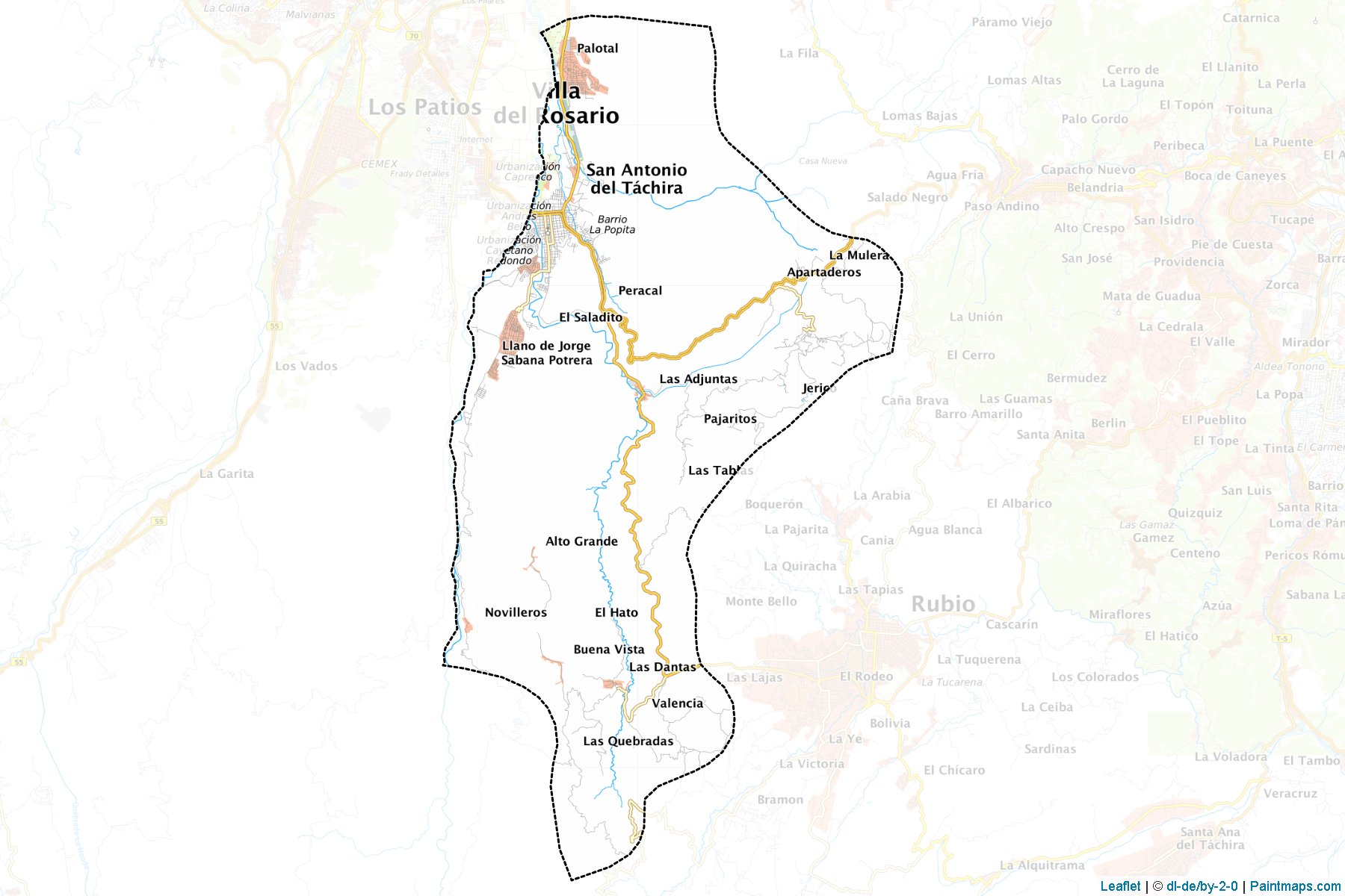 Border cropping samples for Bolivar map.