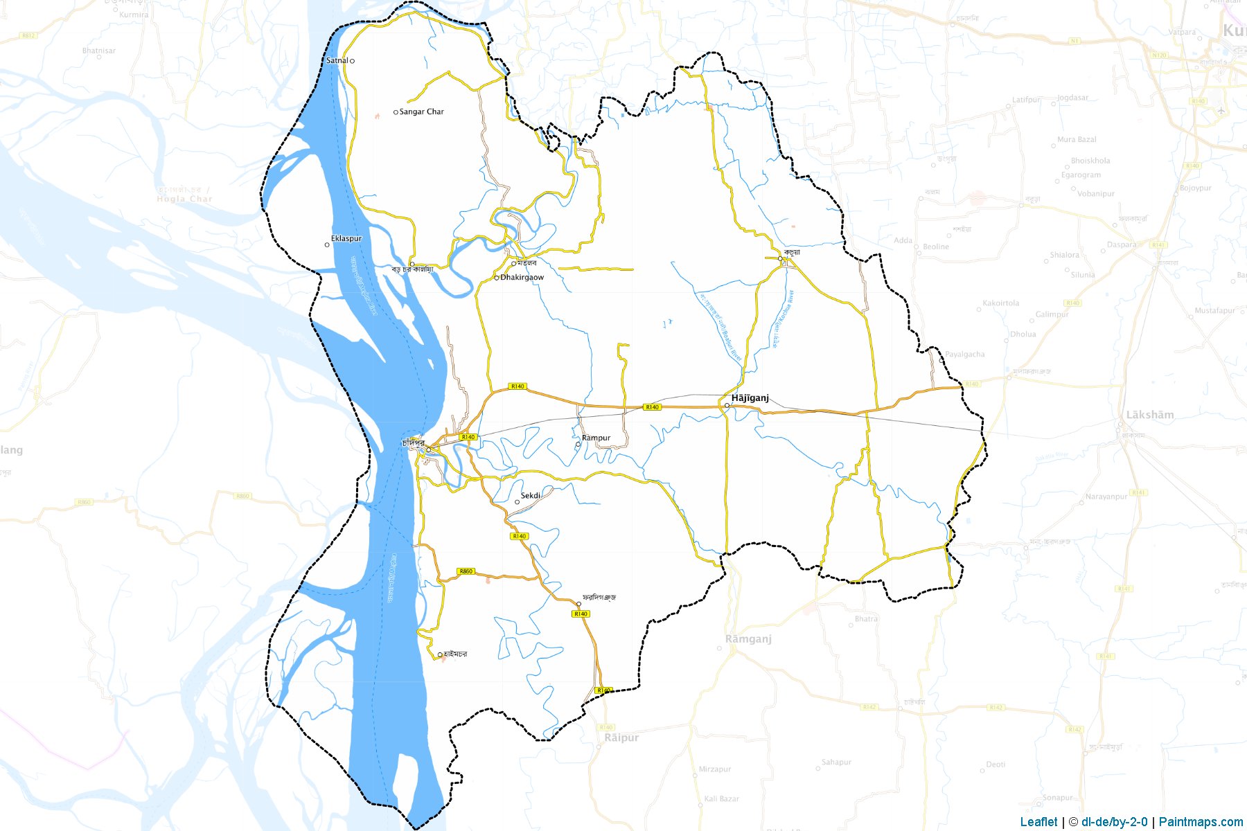 Muestras de recorte de mapas Chandpur (Chittagong)-1