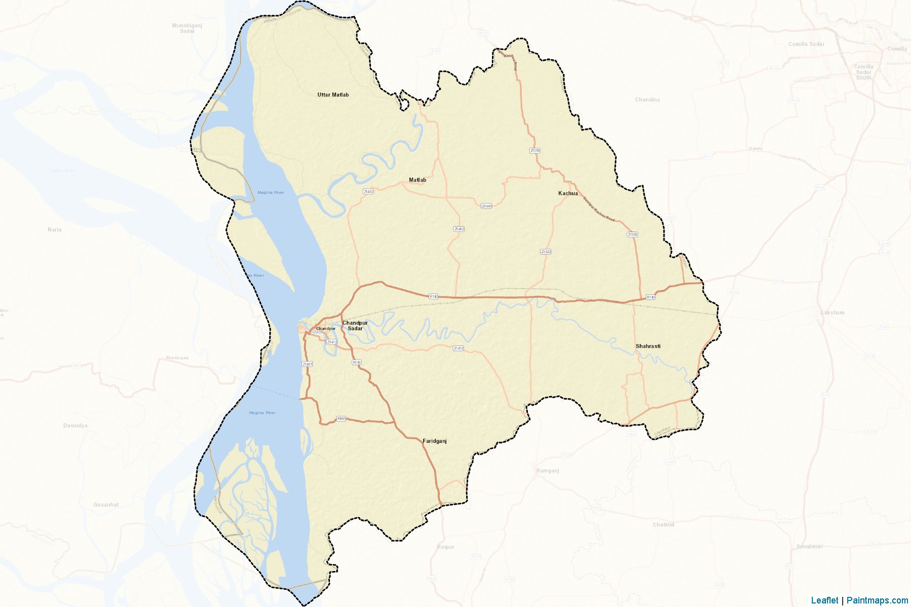 Muestras de recorte de mapas Chandpur (Chittagong)-2