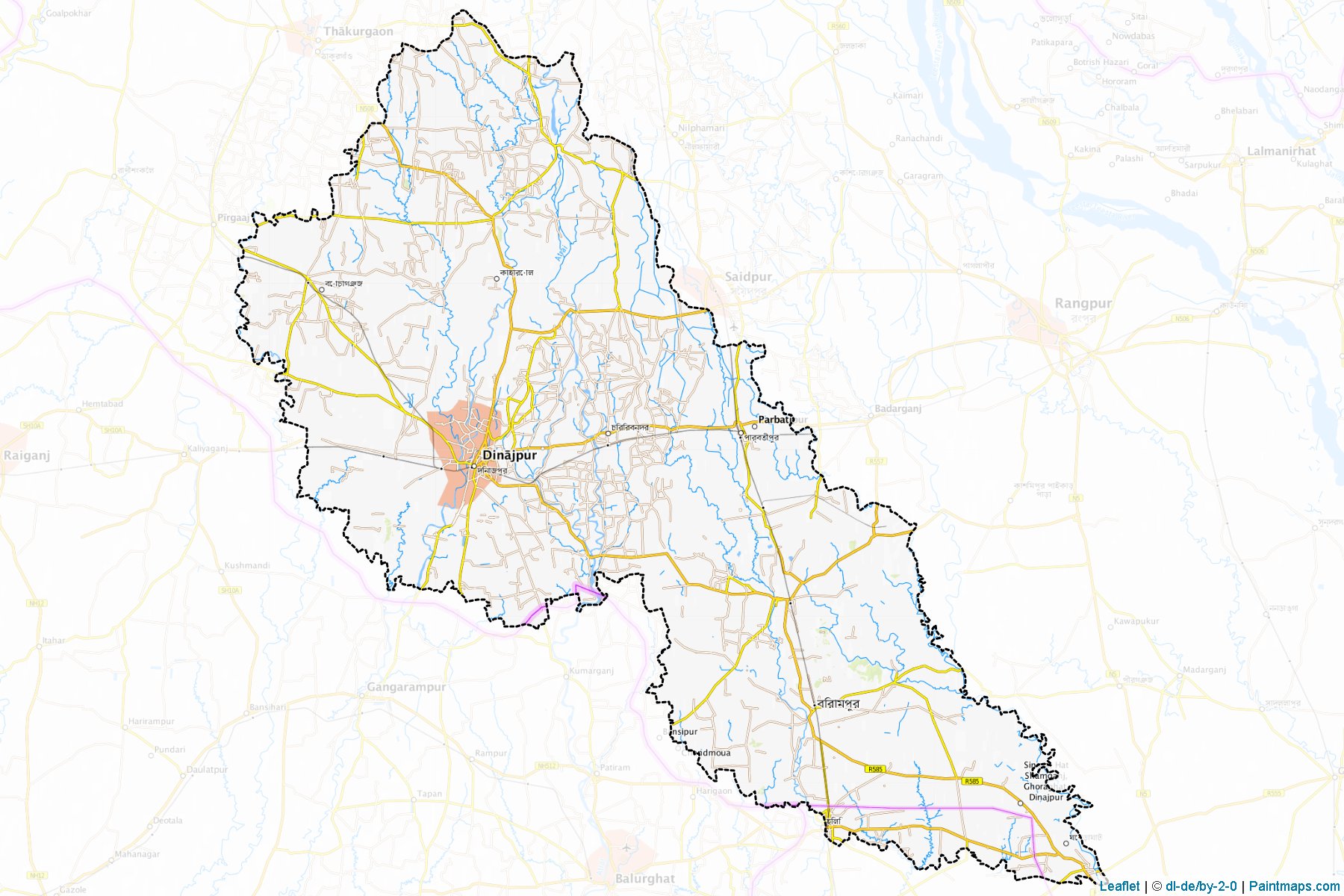 Muestras de recorte de mapas Dinajpur (Rangpur)-1