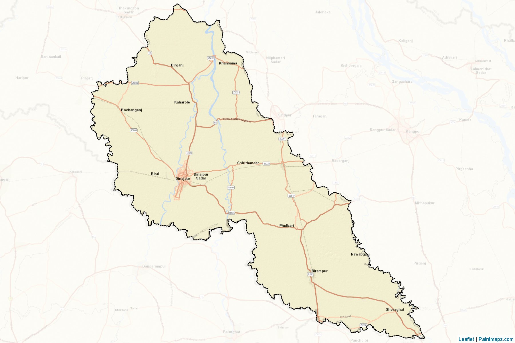 Muestras de recorte de mapas Dinajpur (Rangpur)-2