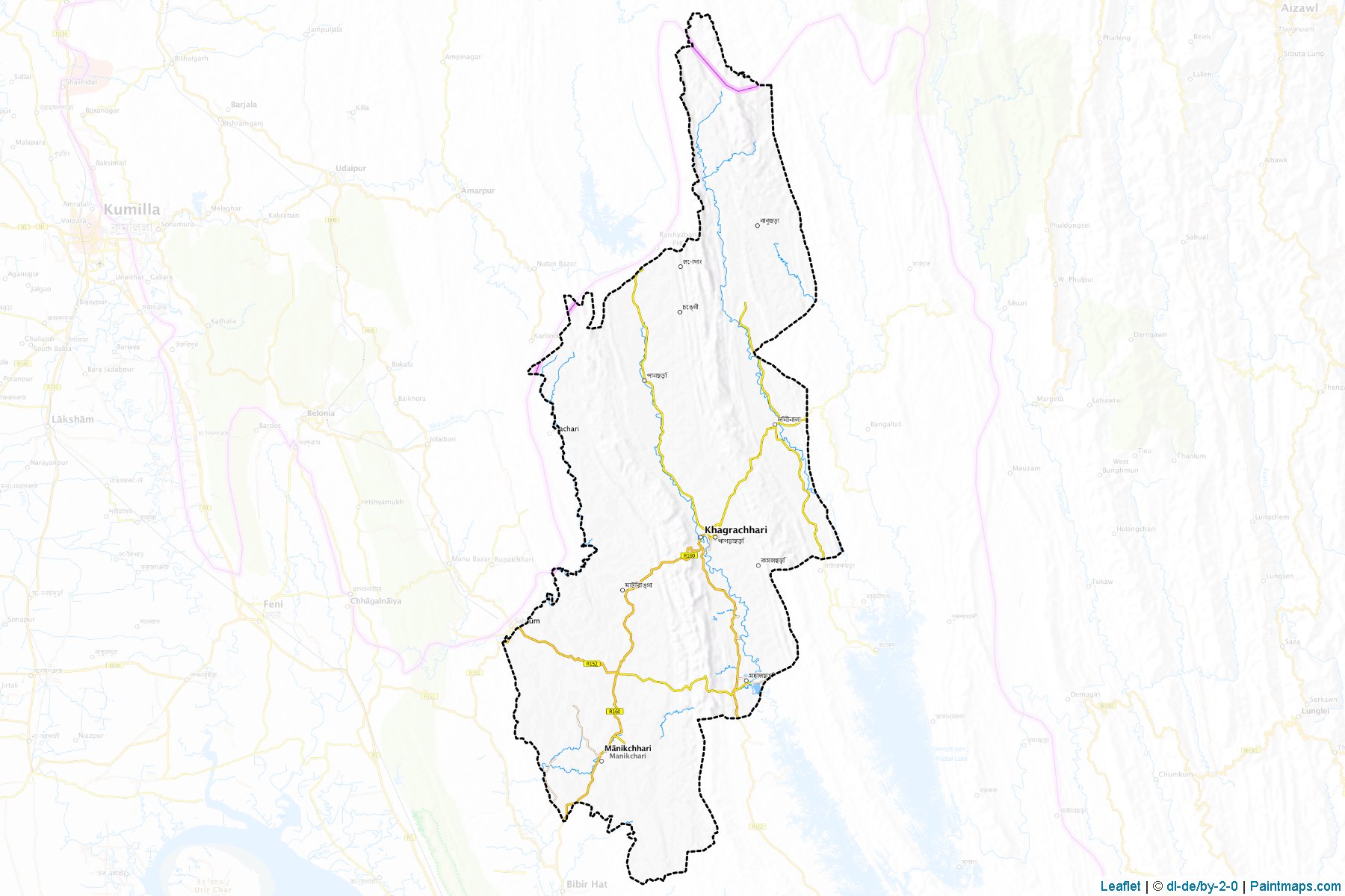 Muestras de recorte de mapas Khagrachhari (Chittagong)-1