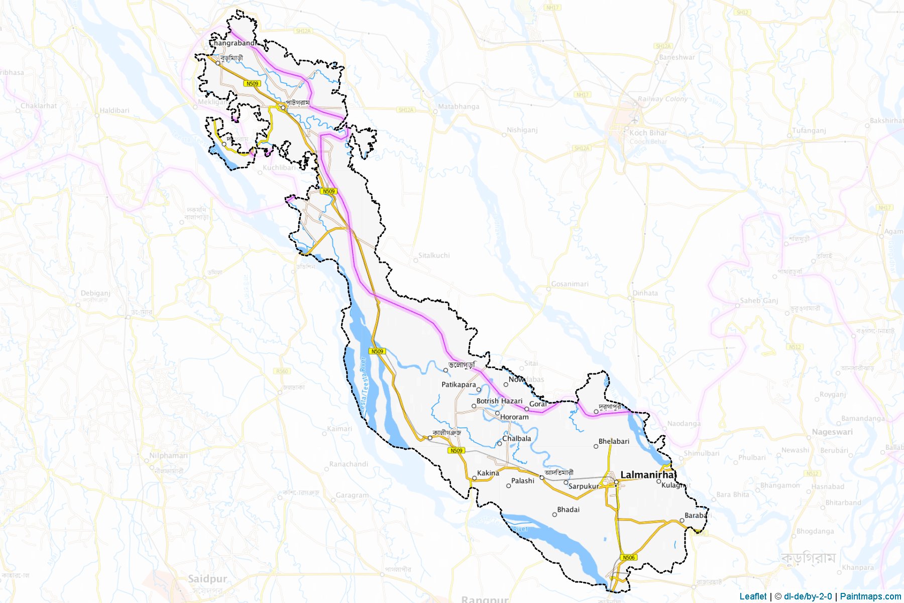 Muestras de recorte de mapas Lalmonirhat (Rangpur)-1