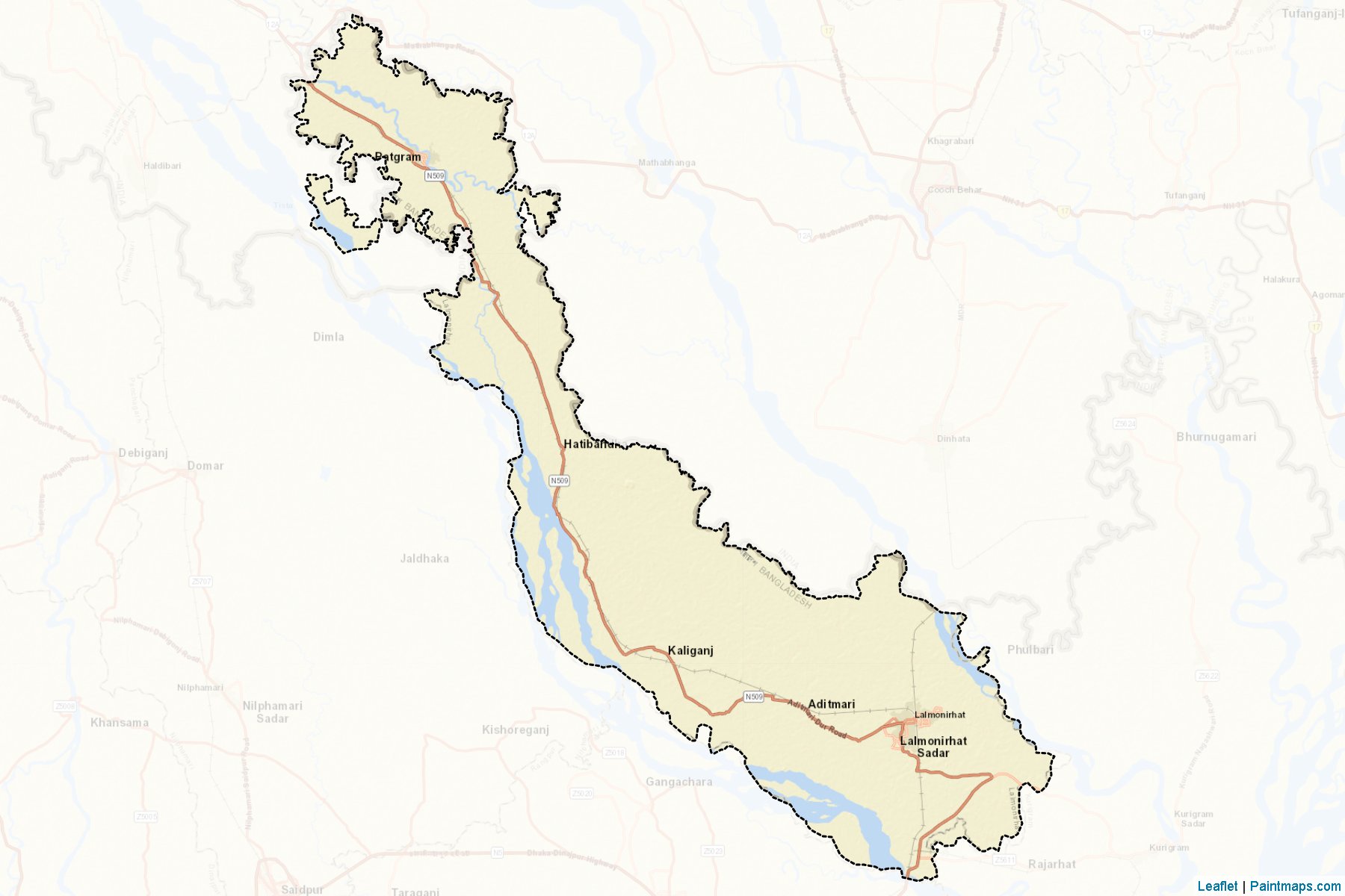 Muestras de recorte de mapas Lalmonirhat (Rangpur)-2