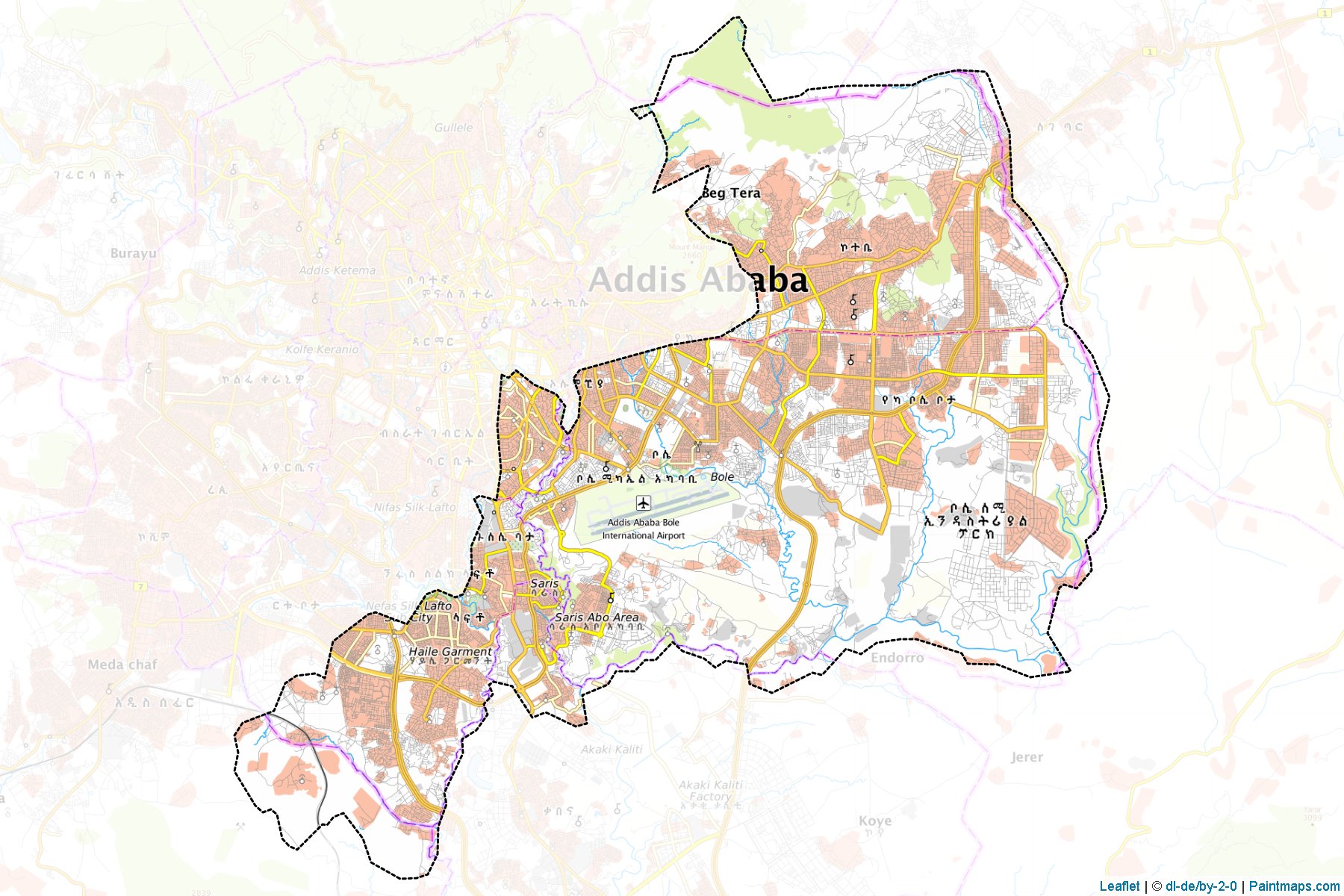 Muestras de recorte de mapas Addis Ababa Zone 3 (Addis Ababa)-1