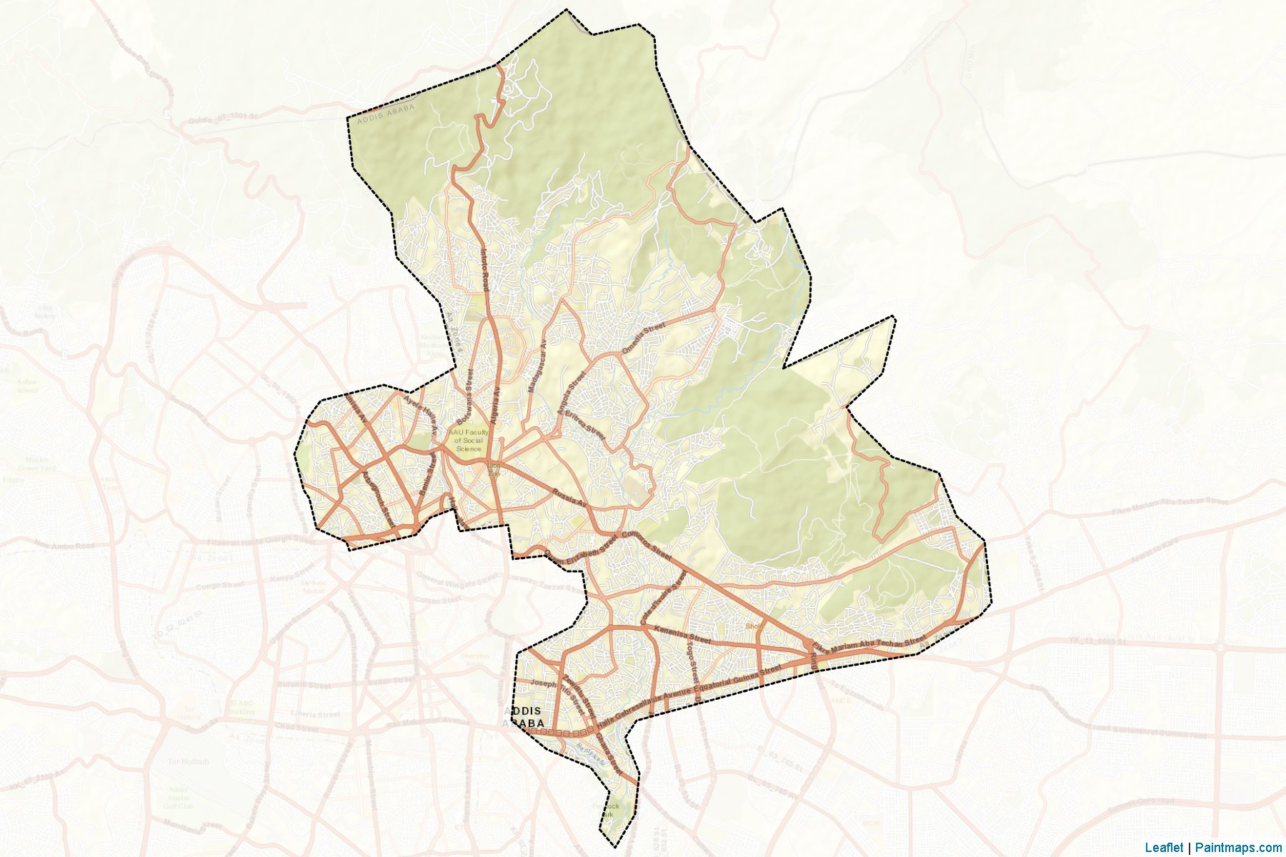 Muestras de recorte de mapas Addis Ababa Zone 4 (Addis Ababa)-2