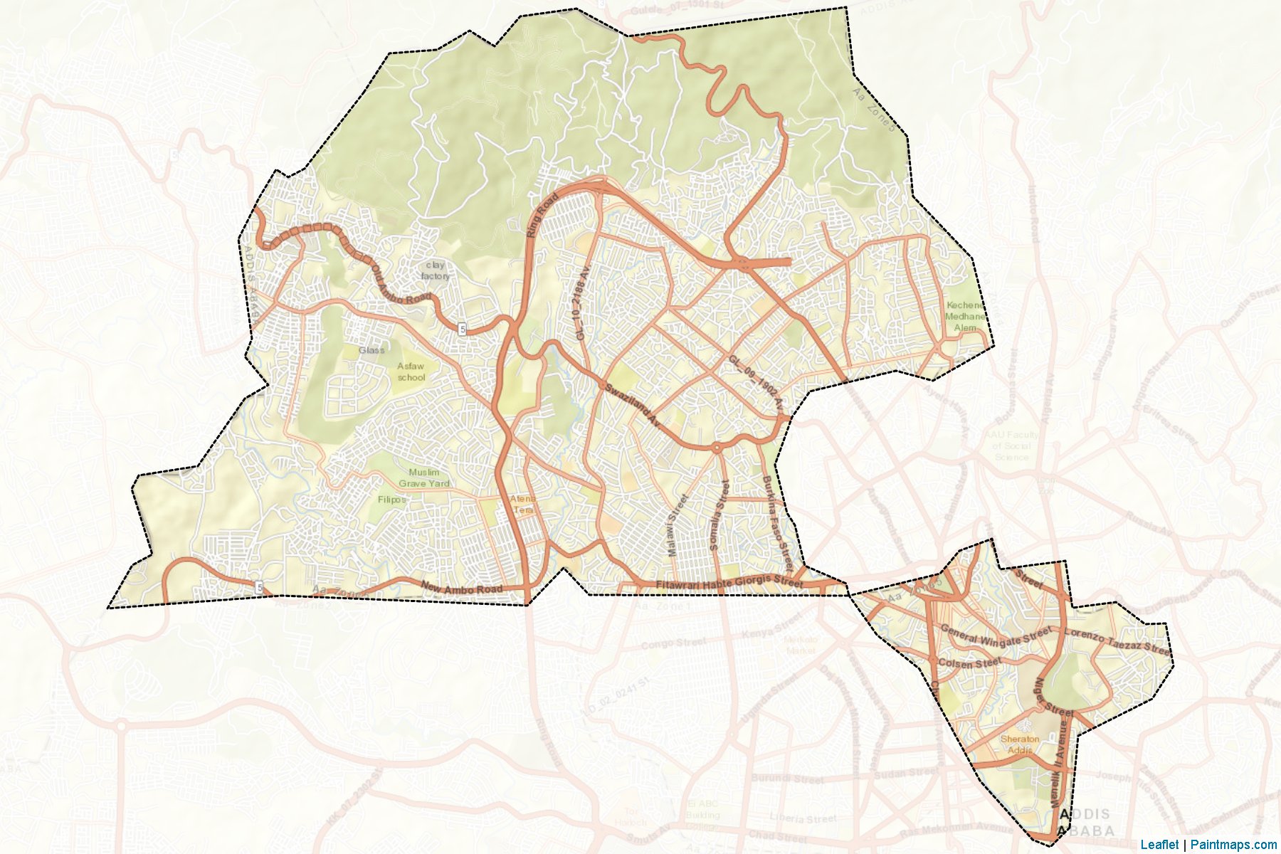 Muestras de recorte de mapas Addis Ababa Zone 5 (Addis Ababa)-2