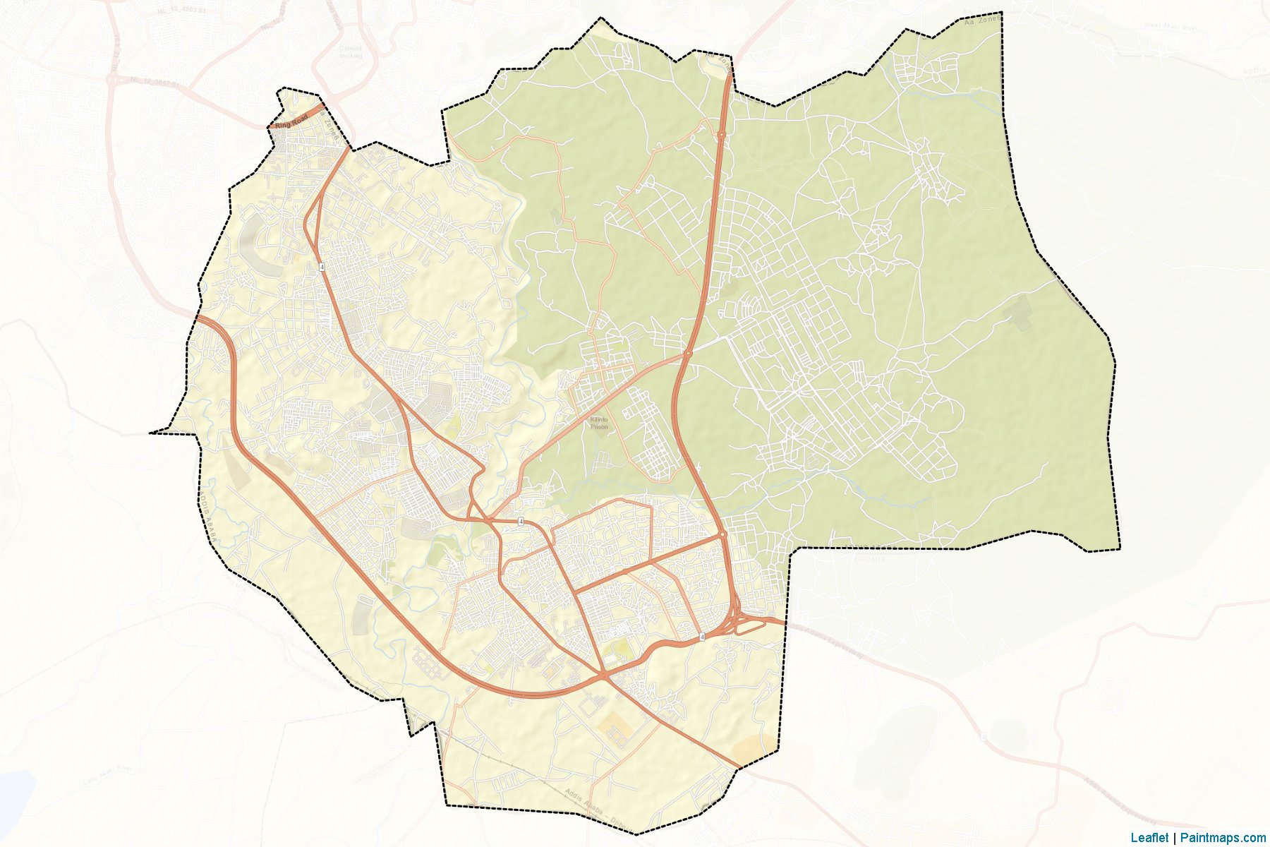 Muestras de recorte de mapas Addis Ababa Zone 6 (Addis Ababa)-2